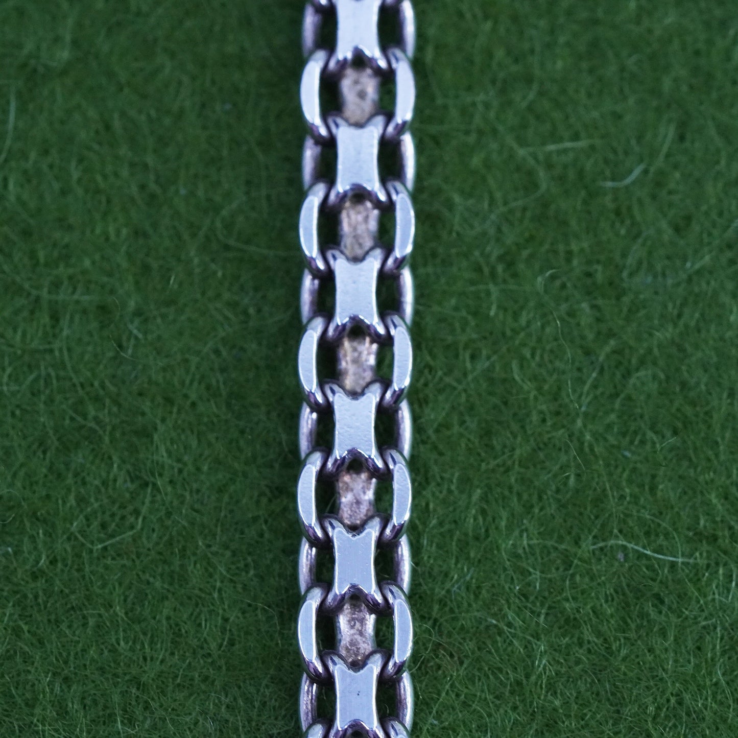 20", 5mm, Vintage Italian sterling silver handmade necklace, flatten 925 nugget chain