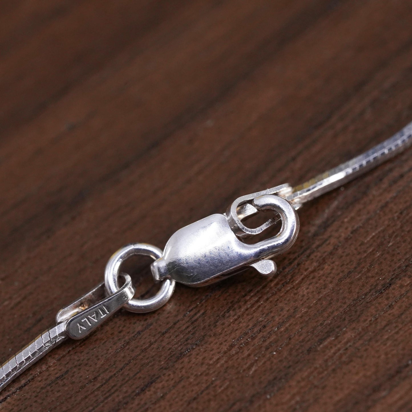 16" 1mm, vintage Sterling silver necklace, Italy 925 square snake chain