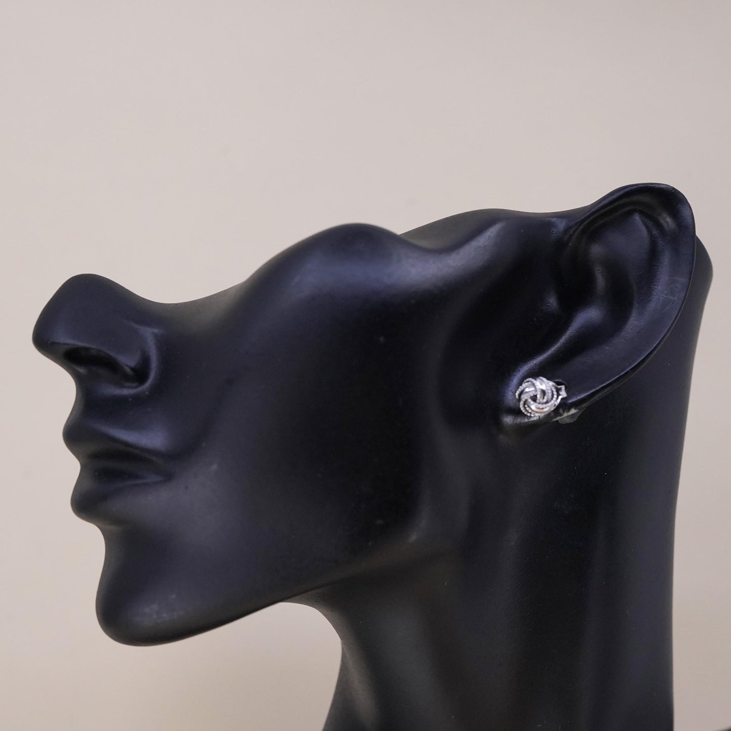 Vintage handmade single earring. Sterling 925 silver 10mm beads stud