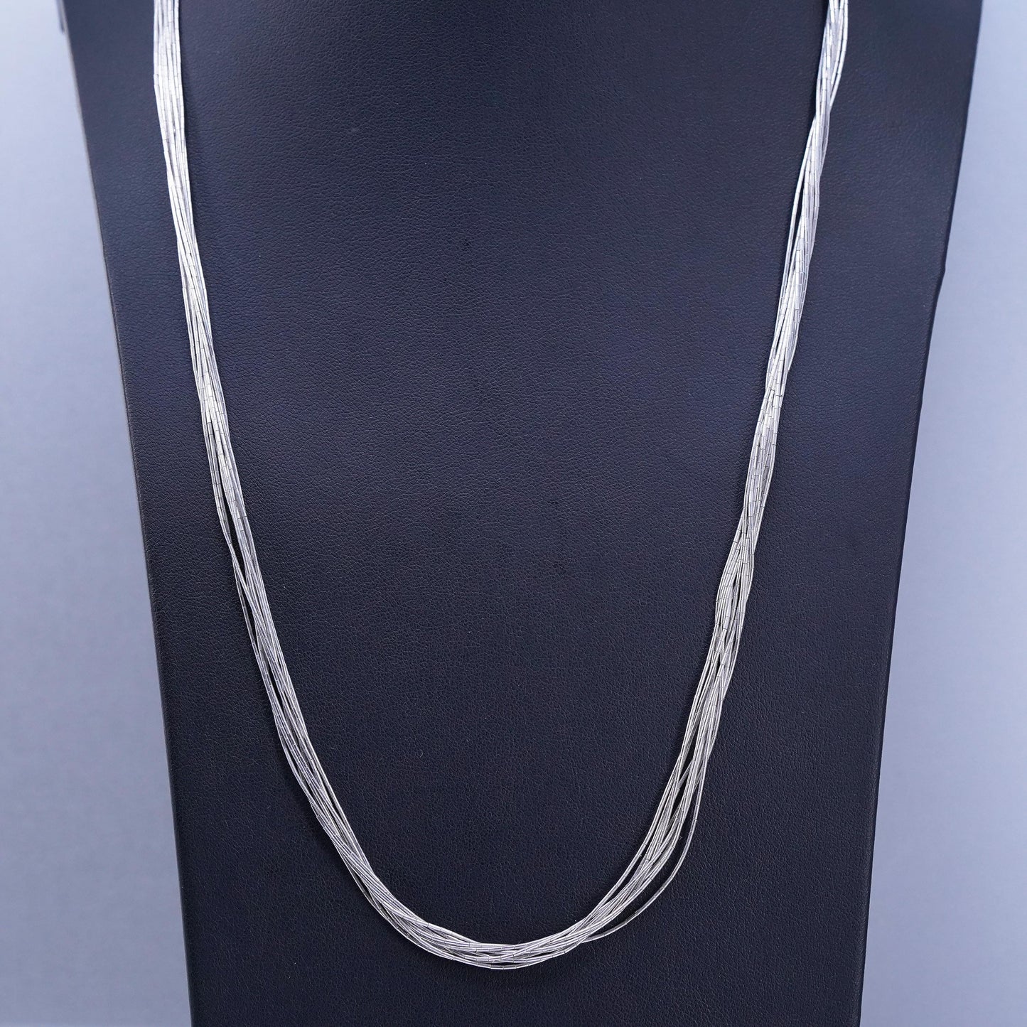 24”, Vintage liquid Sterling silver 10 strands necklace, Native American chain