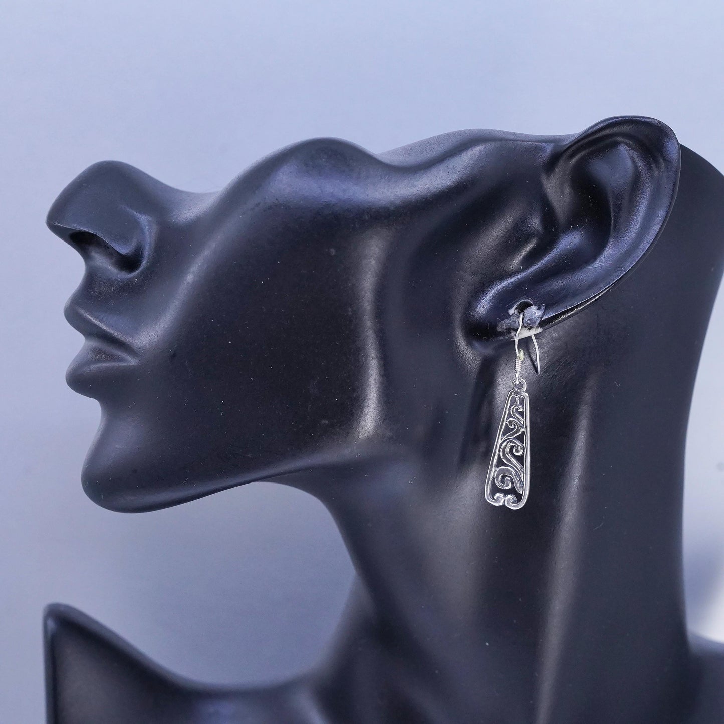 Vintage Sterling 925 silver handmade swirly earrings