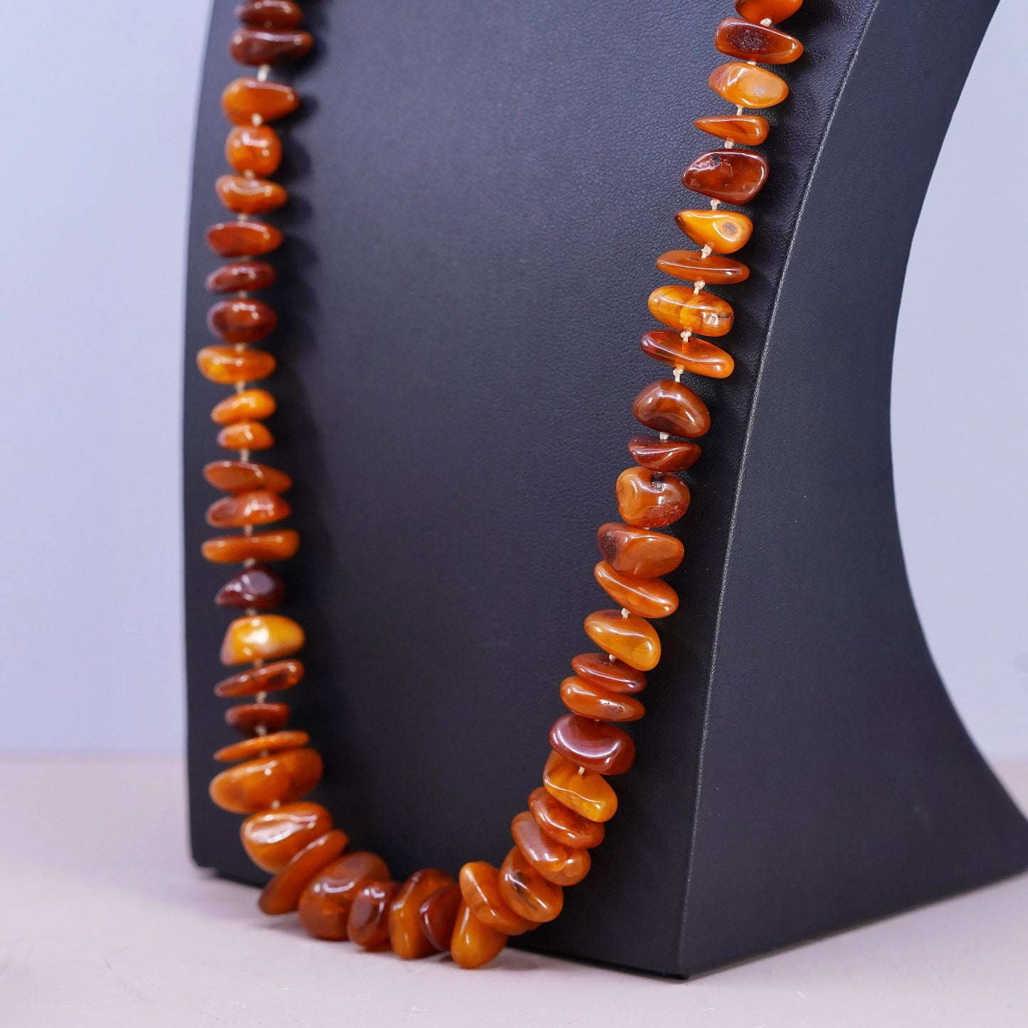 26", vintage southwestern amber heishi handmade necklace