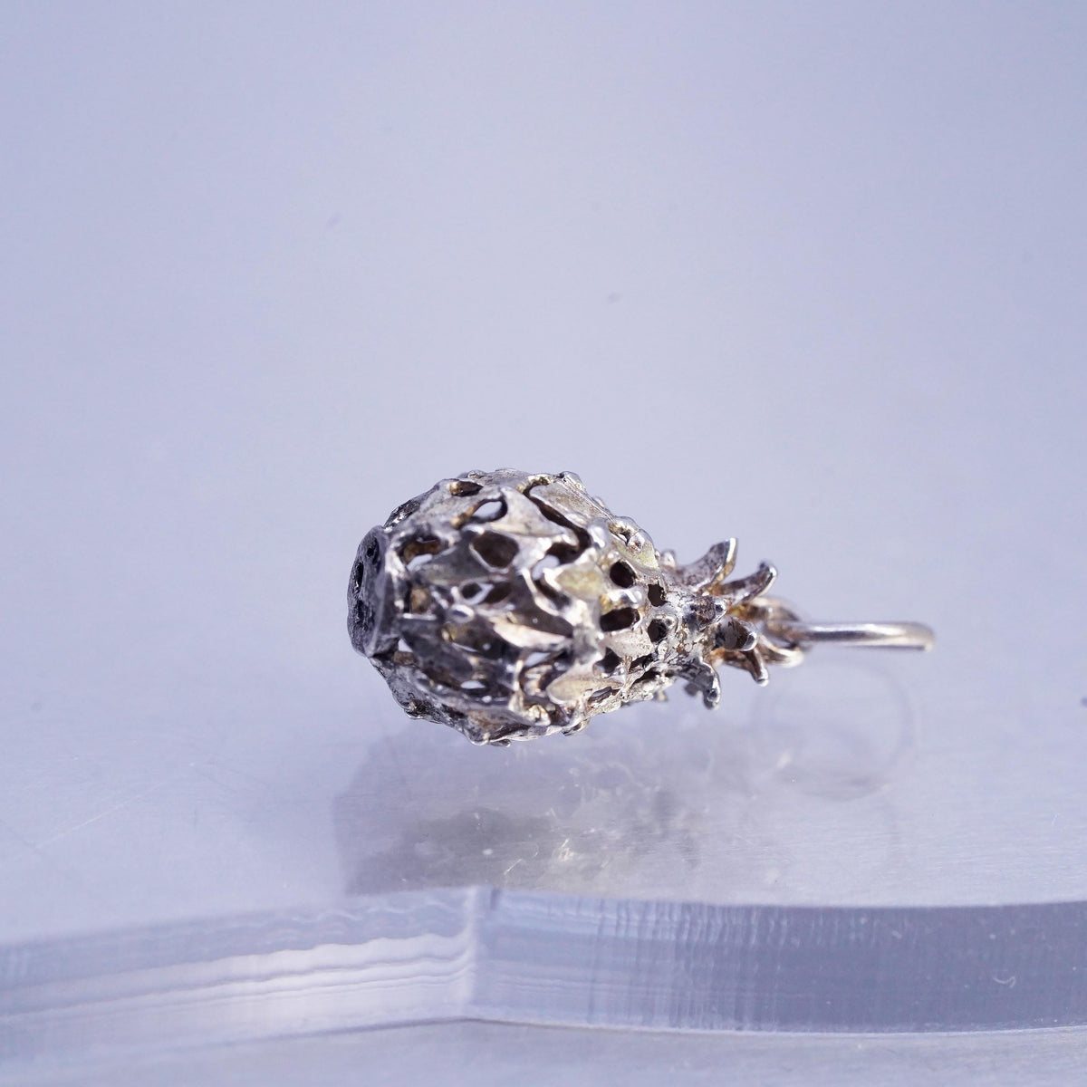 VTG Sterling Silver 925 Pineapple Charm Pendant, Tropical Fruit, Retro Charm