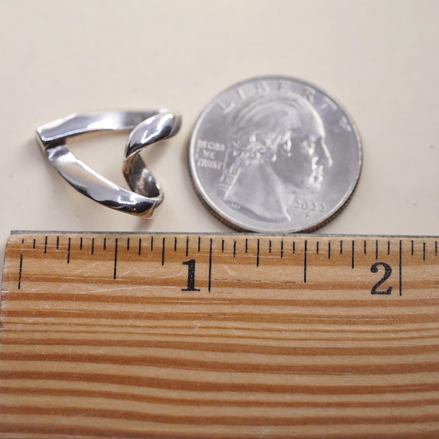 Vintage handmade sterling silver twisted heart pendant, 925 charm