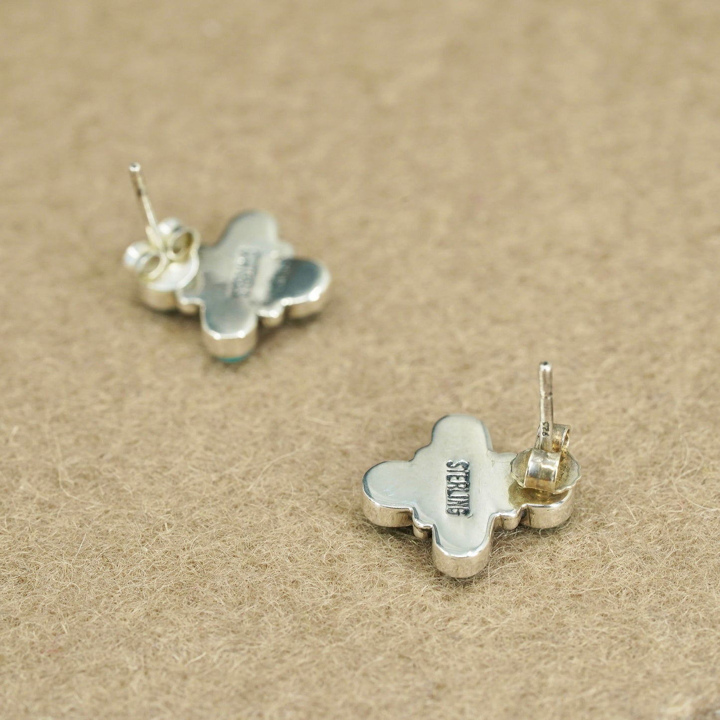 Native American Navajo Sterling 925 silver earrings, teardrop studs turquoise