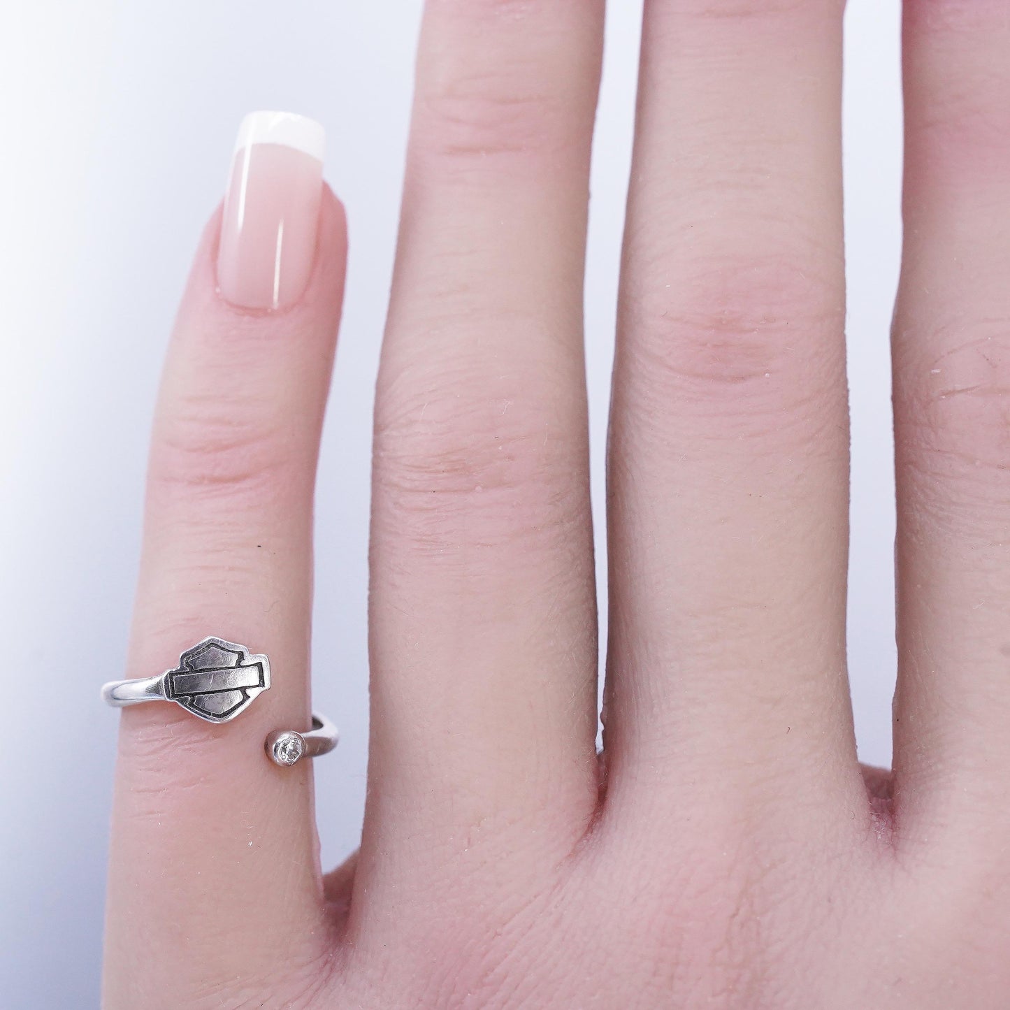 Harley Davidson Bar & Shield Wrap Ring 925 Sterling Silver Open Adjustable Ring