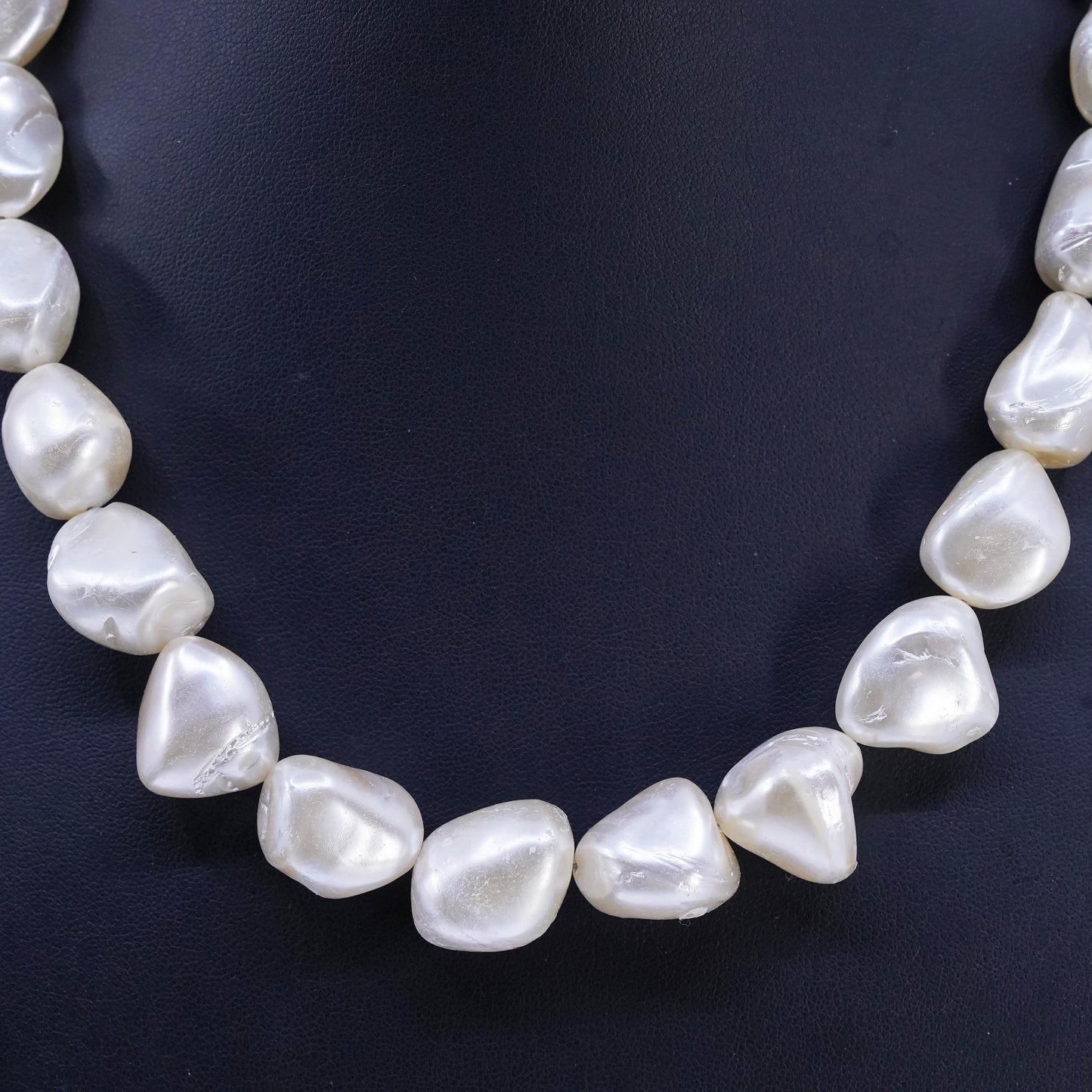 18" Vintage Sterling 925 silver handmade necklace chunky baroque pearl nuggets