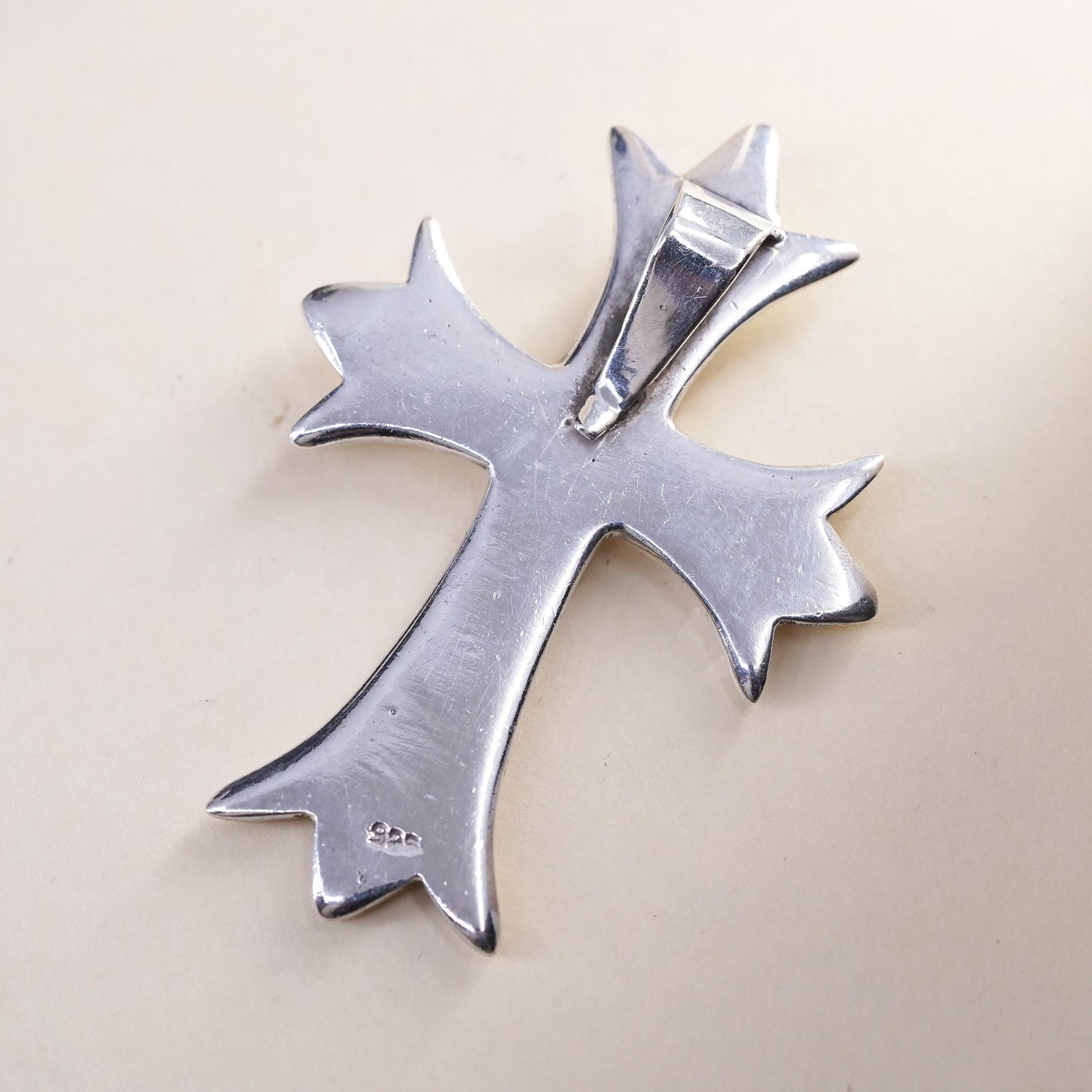 Vintage Irish sterling silver handmade pendant, huge 925 cross
