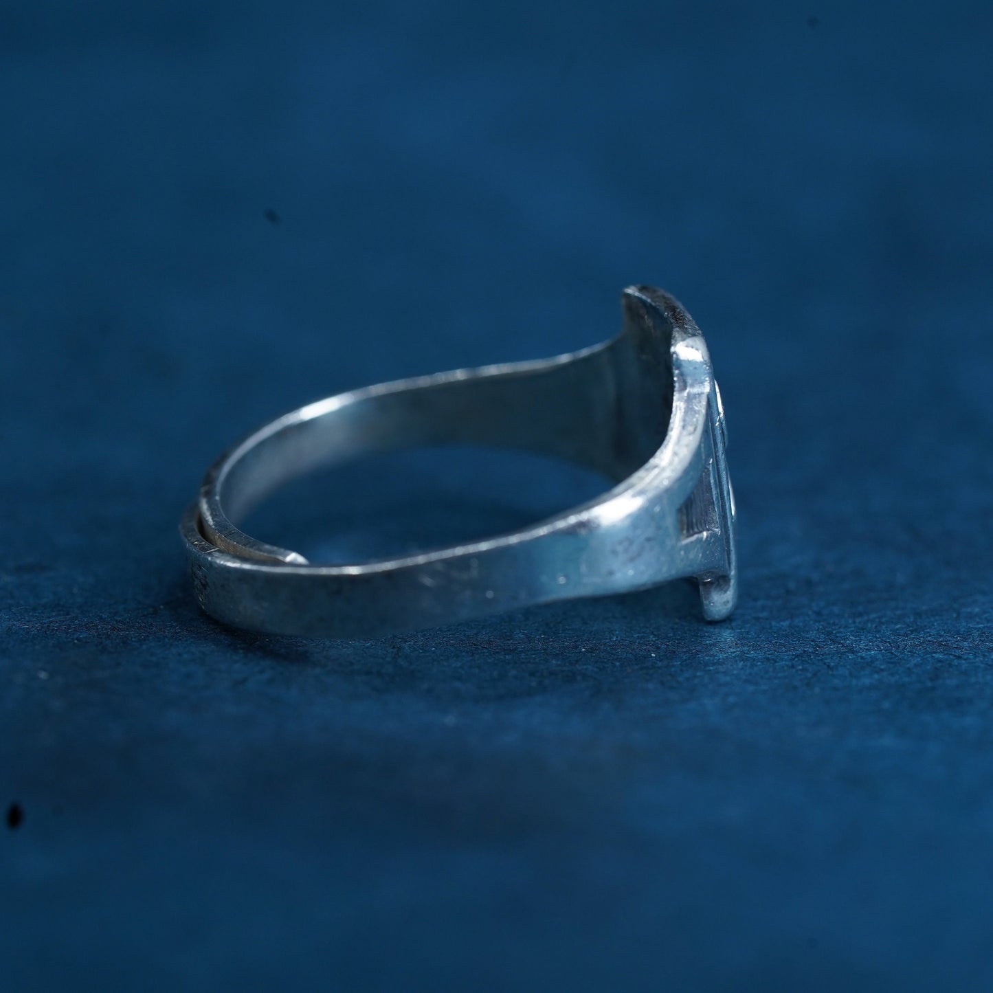 Size adjustable, Vintage Campfire Girls Wood Gathering Sterling Silver Ring