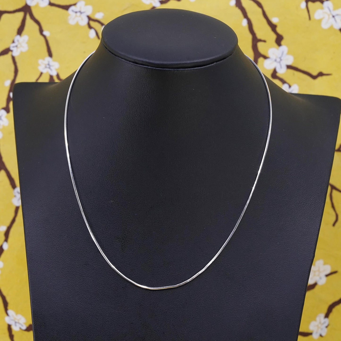 16" 1mm, vintage Sterling silver necklace, Italy 925 square snake chain