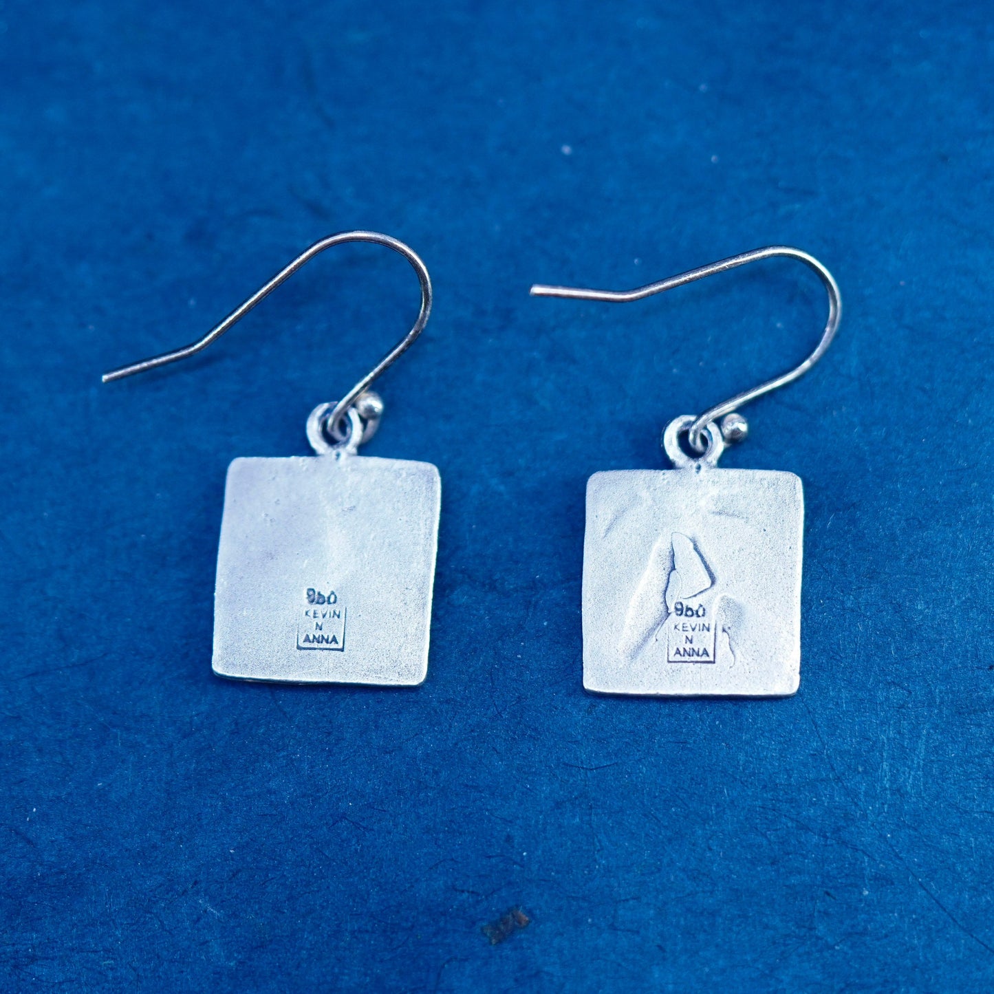 Kevin N Anna Tree of Life Dangle Earrings Oxidized square 950 Sterling Silver