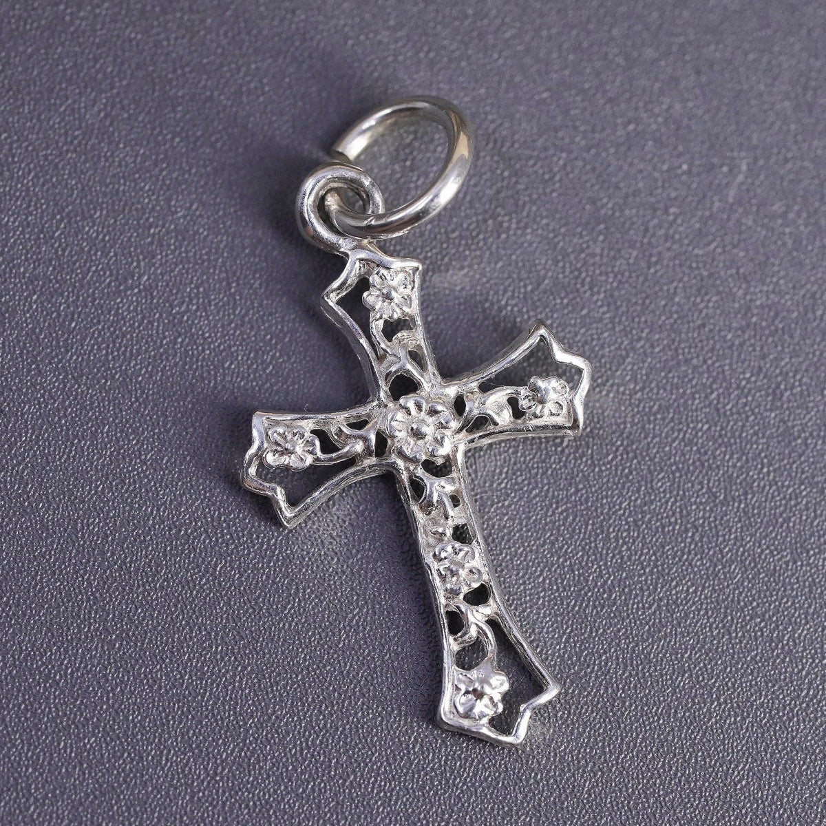 Vintage Sterling silver Handmade charm, 925 filigree cross pendant