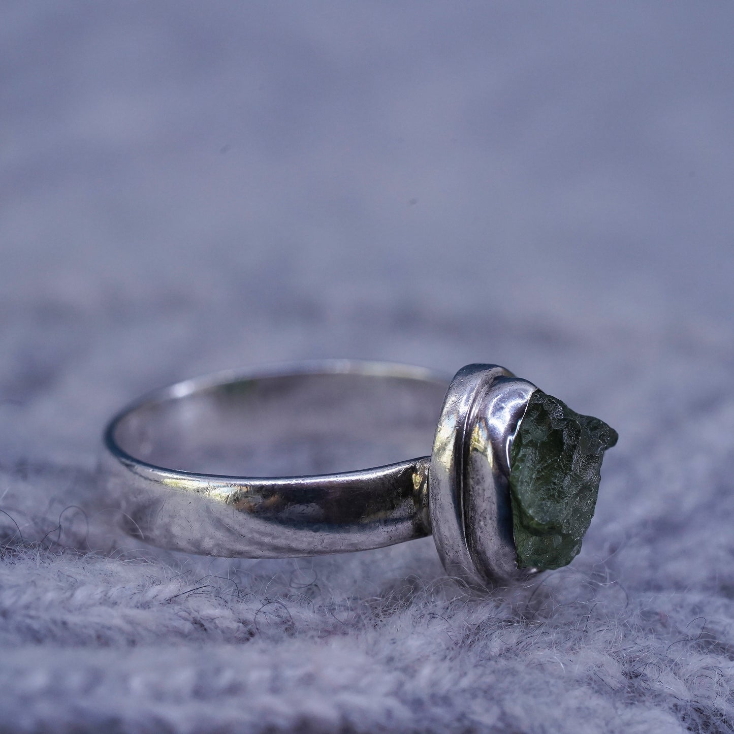 Size 5.25, vintage sterling 925 silver handmade ring with jade
