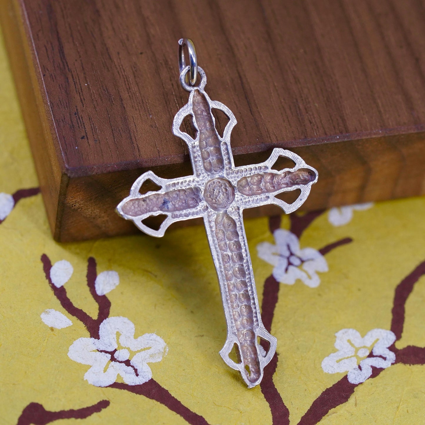 Vintage southwestern Sterling silver handmade pendant, 925 textured cross