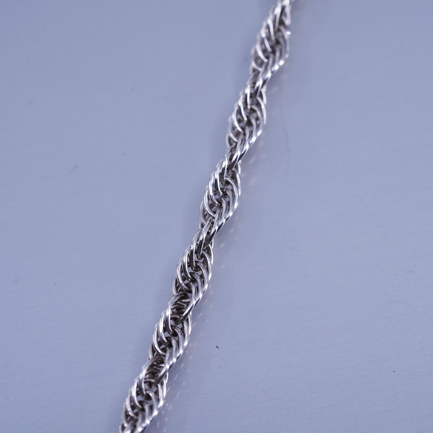 16” 4mm, vintage Italy Sterling 925 silver bold rope chain necklace