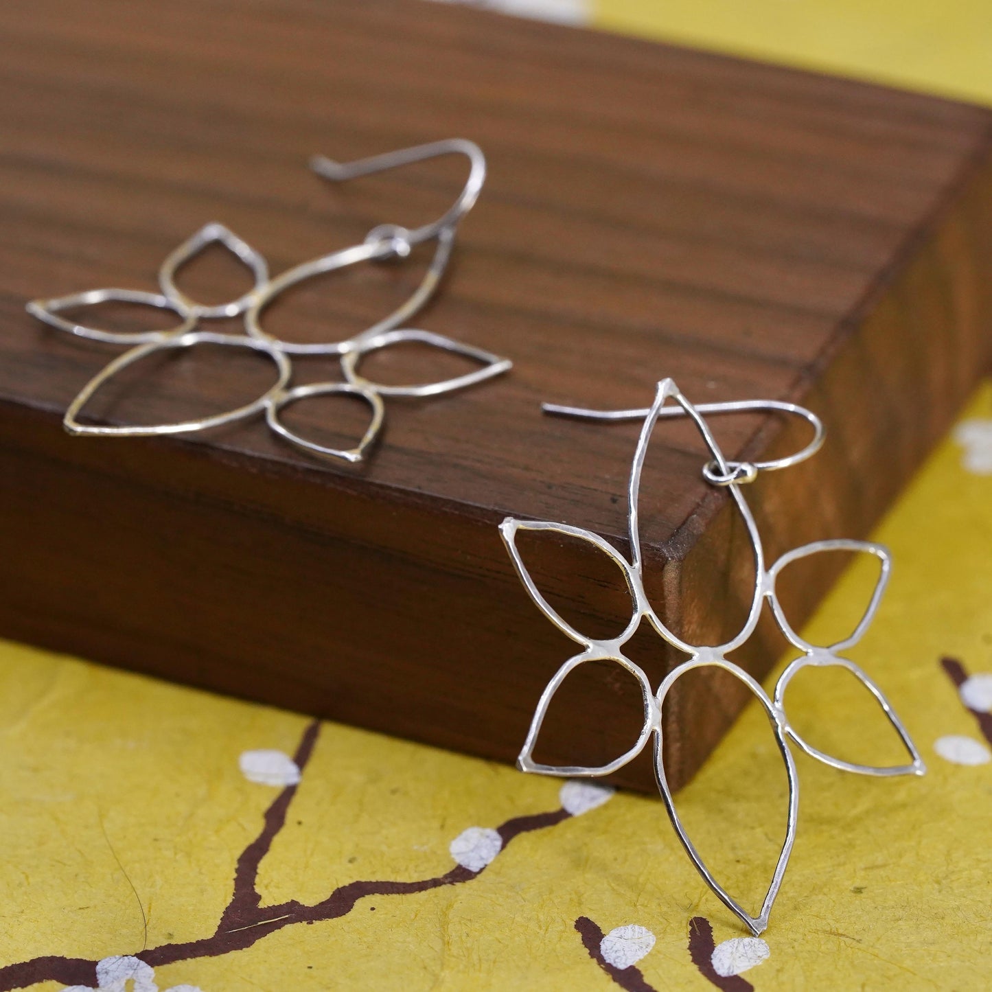 Vintage Sterling 925 silver handmade wired floral earrings