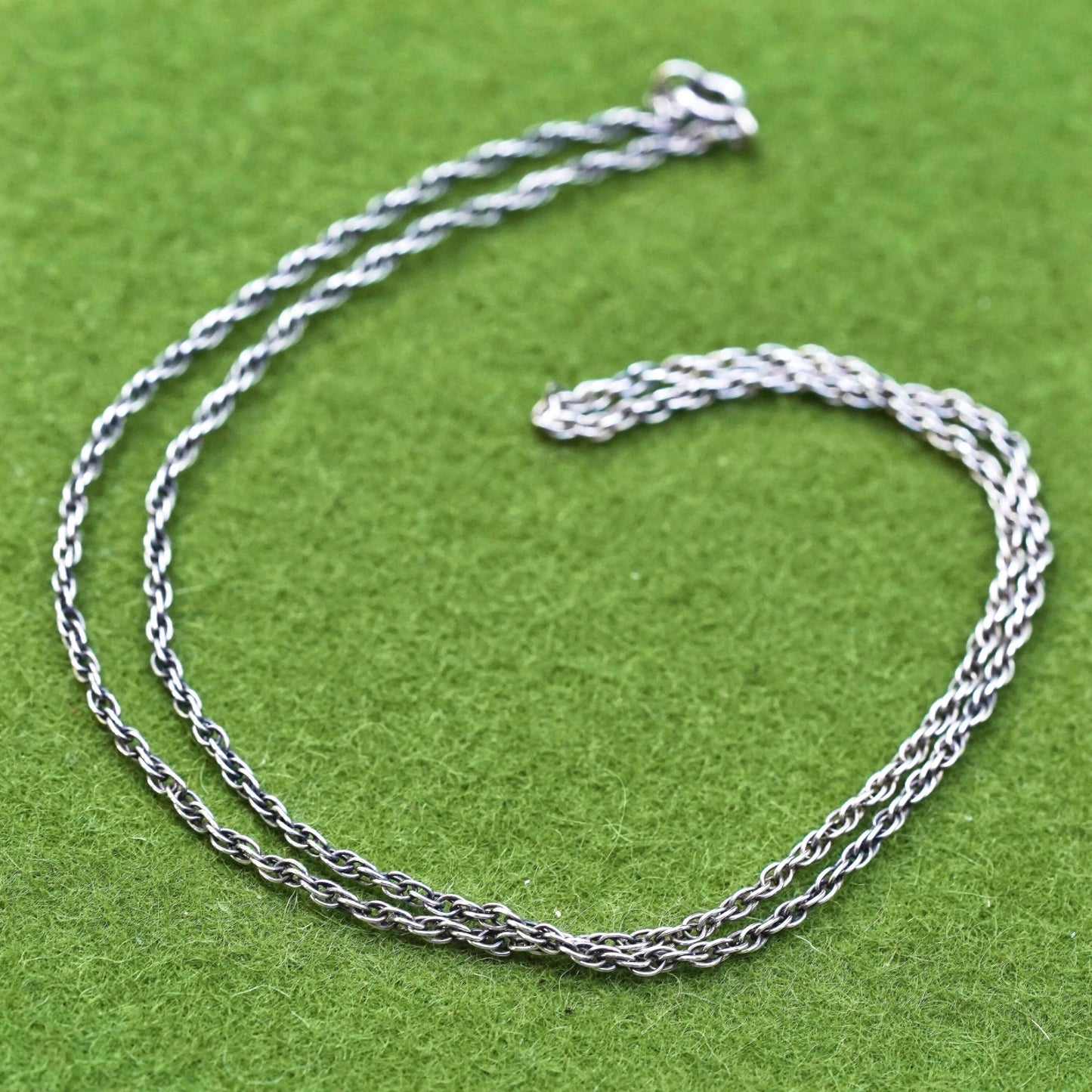 18” 2mm, vintage sterling silver necklace, 925 Singapore rope chain