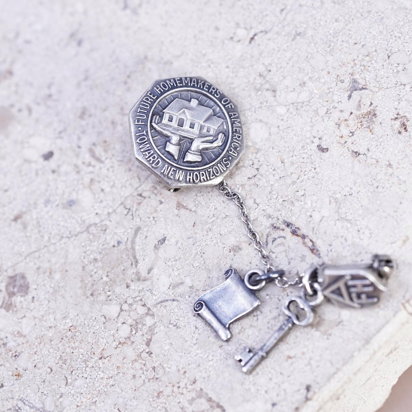 Sterling 925 Silver Future Homemakers Of America Toward New Horizons lapel pin