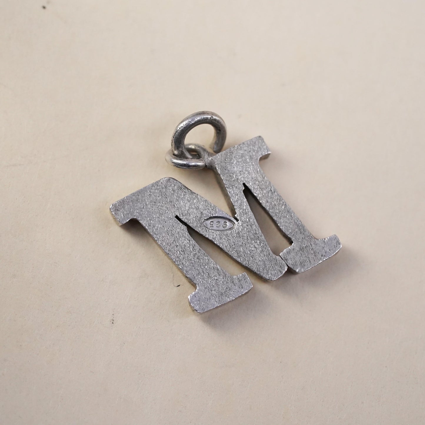 Vintage sterling silver handmade pendant, 925 charm engraved letter “M”