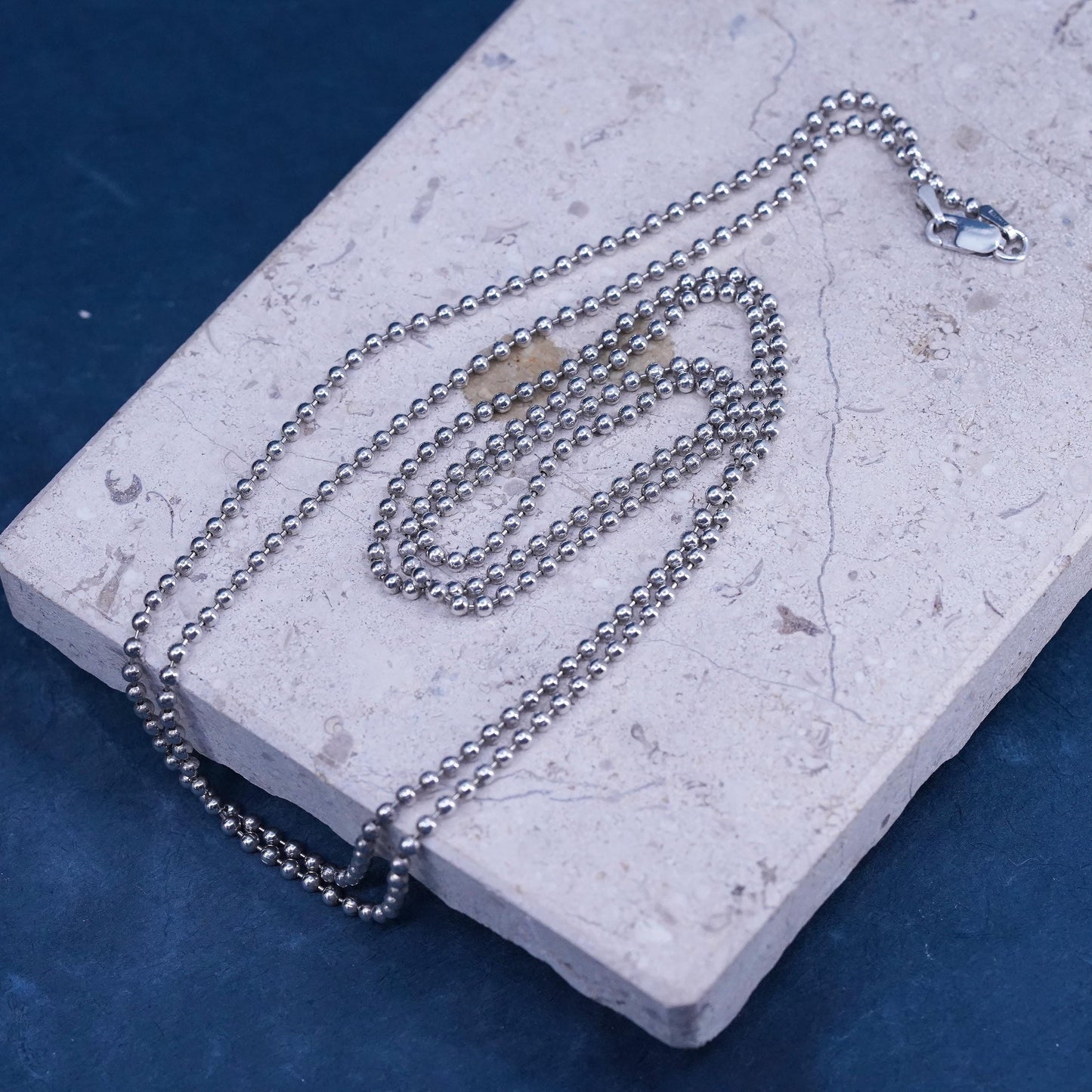 36" Sterling silver handmade extra long sweater necklace, 925 bead chain