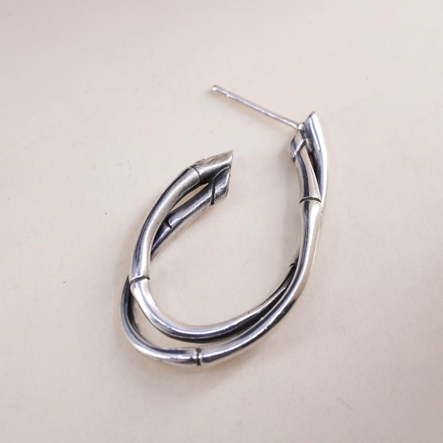 1.5", John Hardy 925 Sterling Silver Single Bamboo entwinted Earring