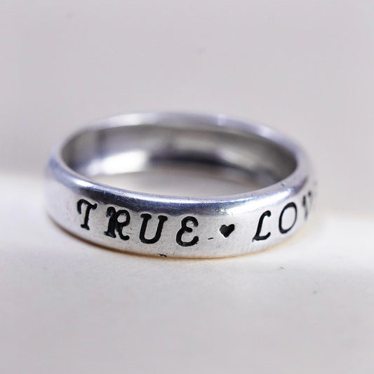Size 10 Sterling Silver Signed 925 WJ Waldeck Johnson True Love Waits Ring Band