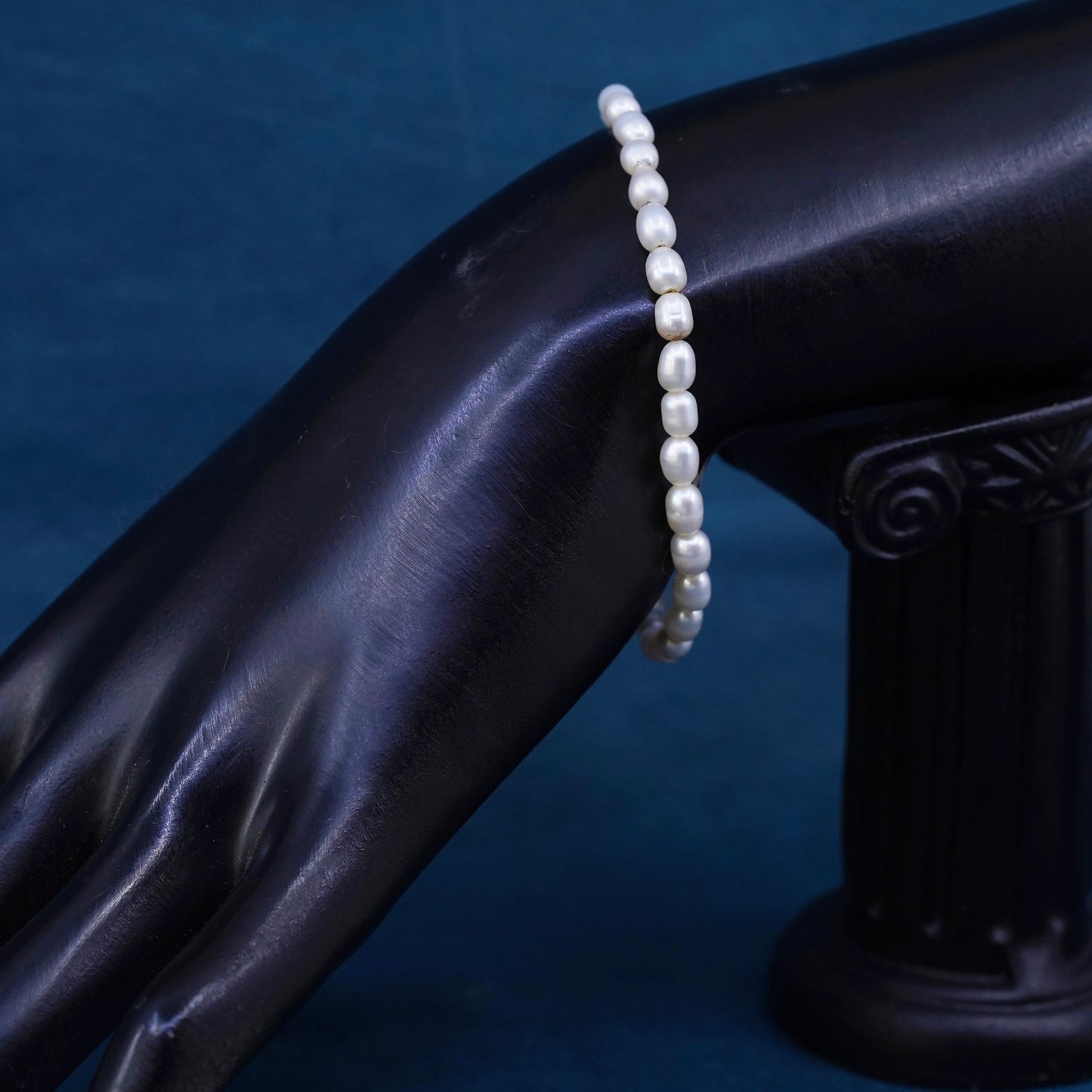 6.75", Sterling silver bracelet, solid 925 silver clasp freshwater pearl beads