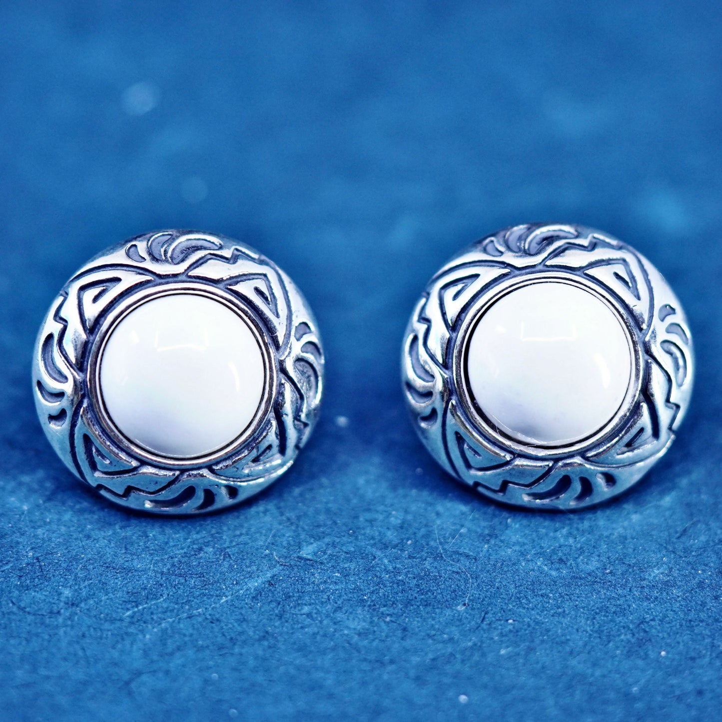 Relios Carolyn pollack Sterling Silver handmade Earrings 925 studs with howlite
