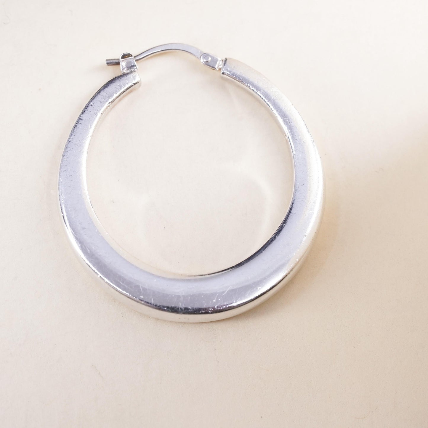 1.25", Vintage Italian Milor sterling silver 950 single 1 earring, square hoop