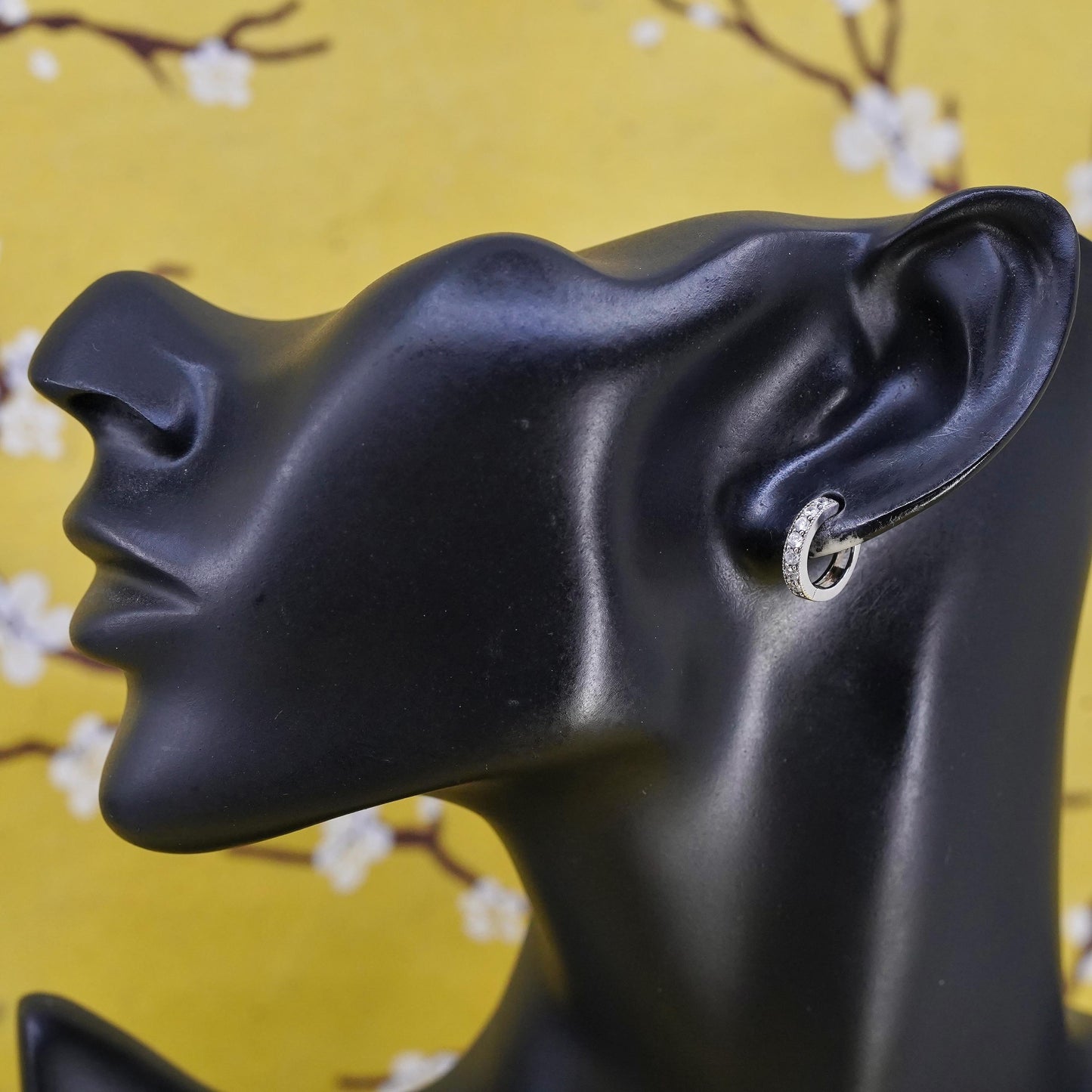 0.5", vintage Sterling silver handmade earrings, 925 hoops with Cz