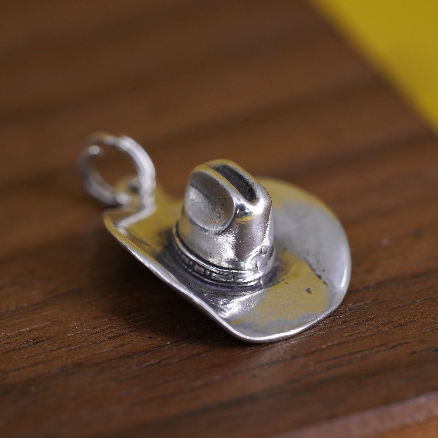 Vintage Sterling silver handmade pendant, 925 cowboy hat charm