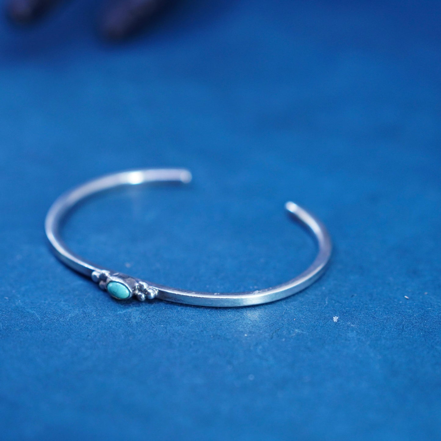 6”, Native American Sterling silver bracelet, stackable 925 cuff with turquoise