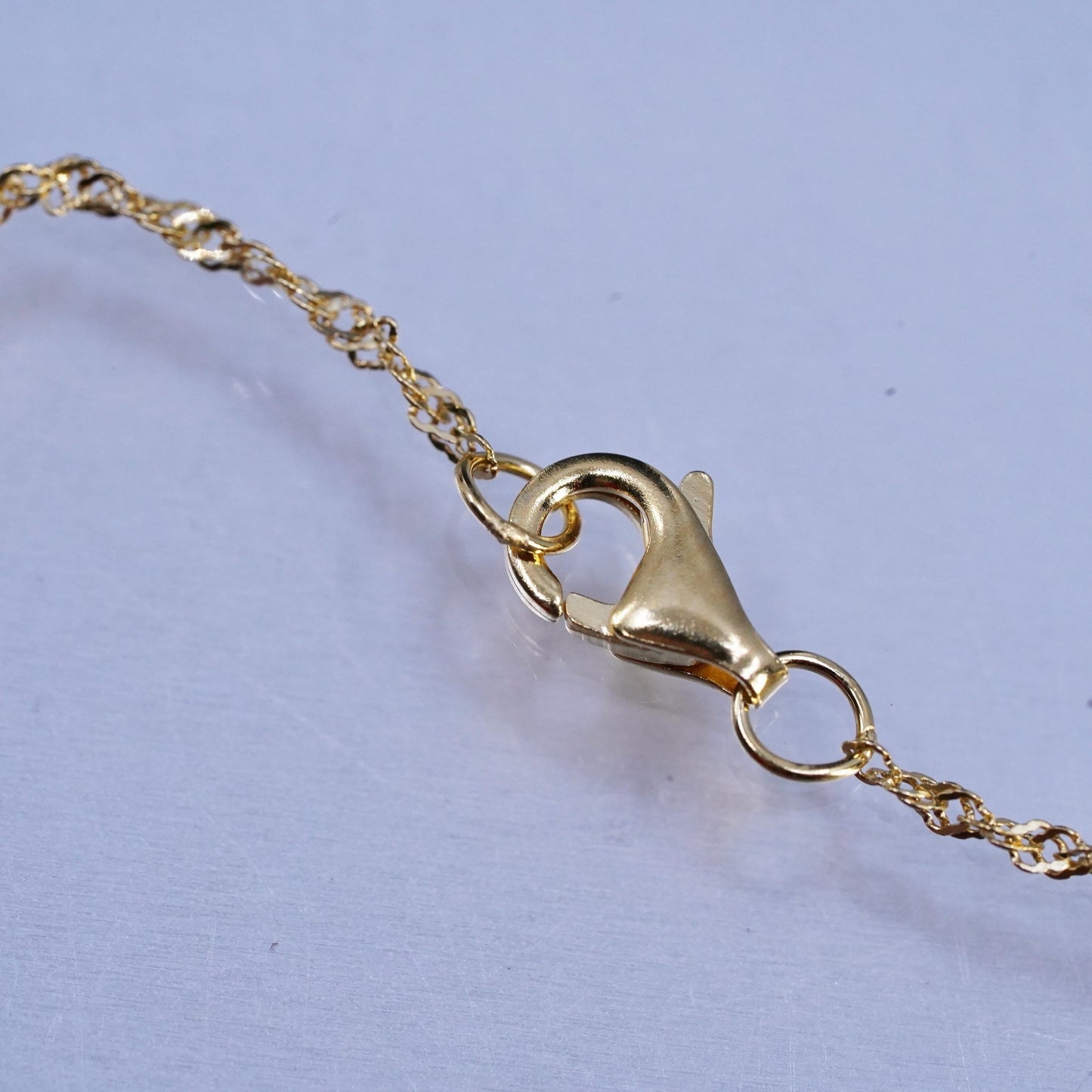 17+2" vermeil gold Sterling 925 silver twisted curb necklace cluster cz pendant