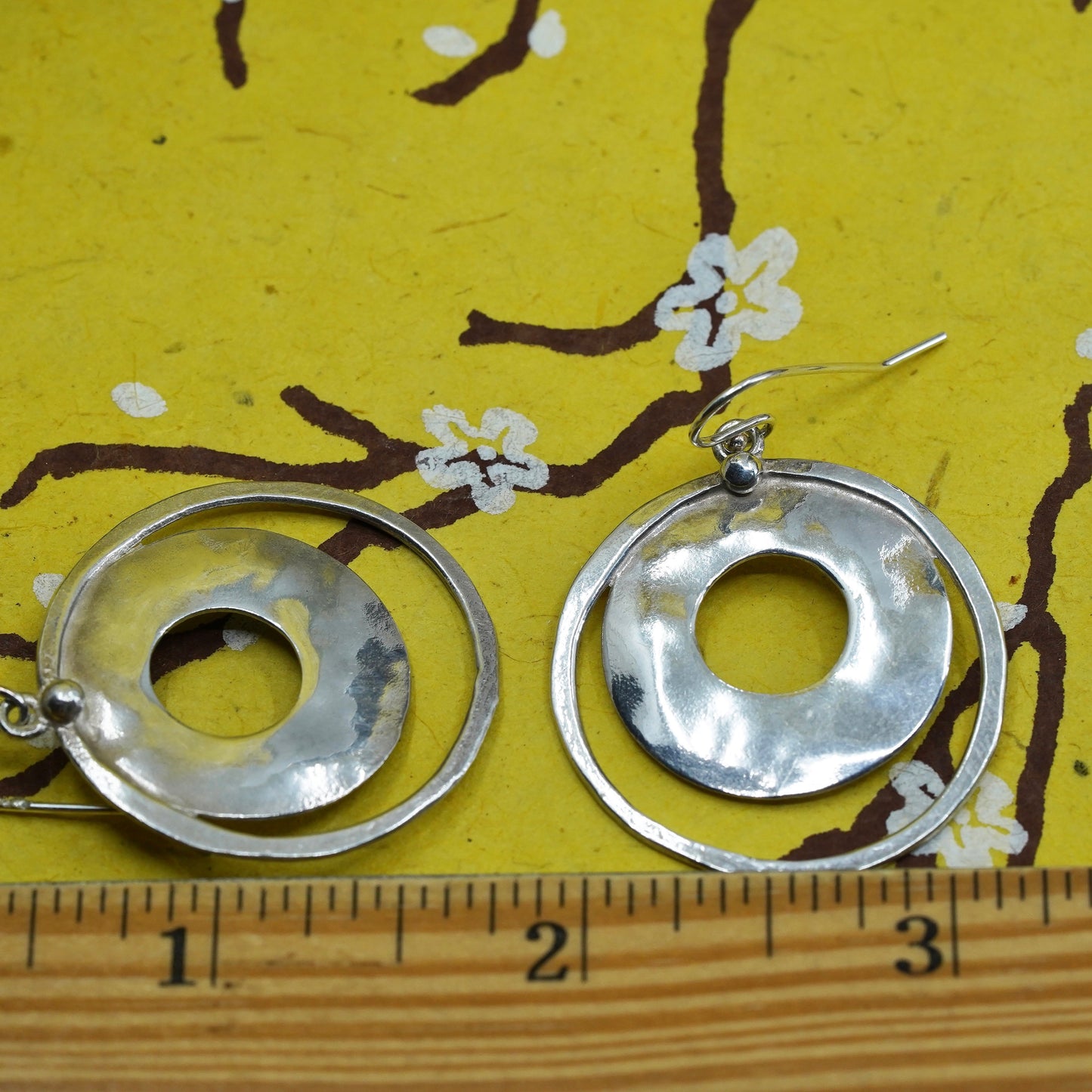 vintage Silpada W1322 Sterling Perspectiva Hammered Double Circle Earrings
