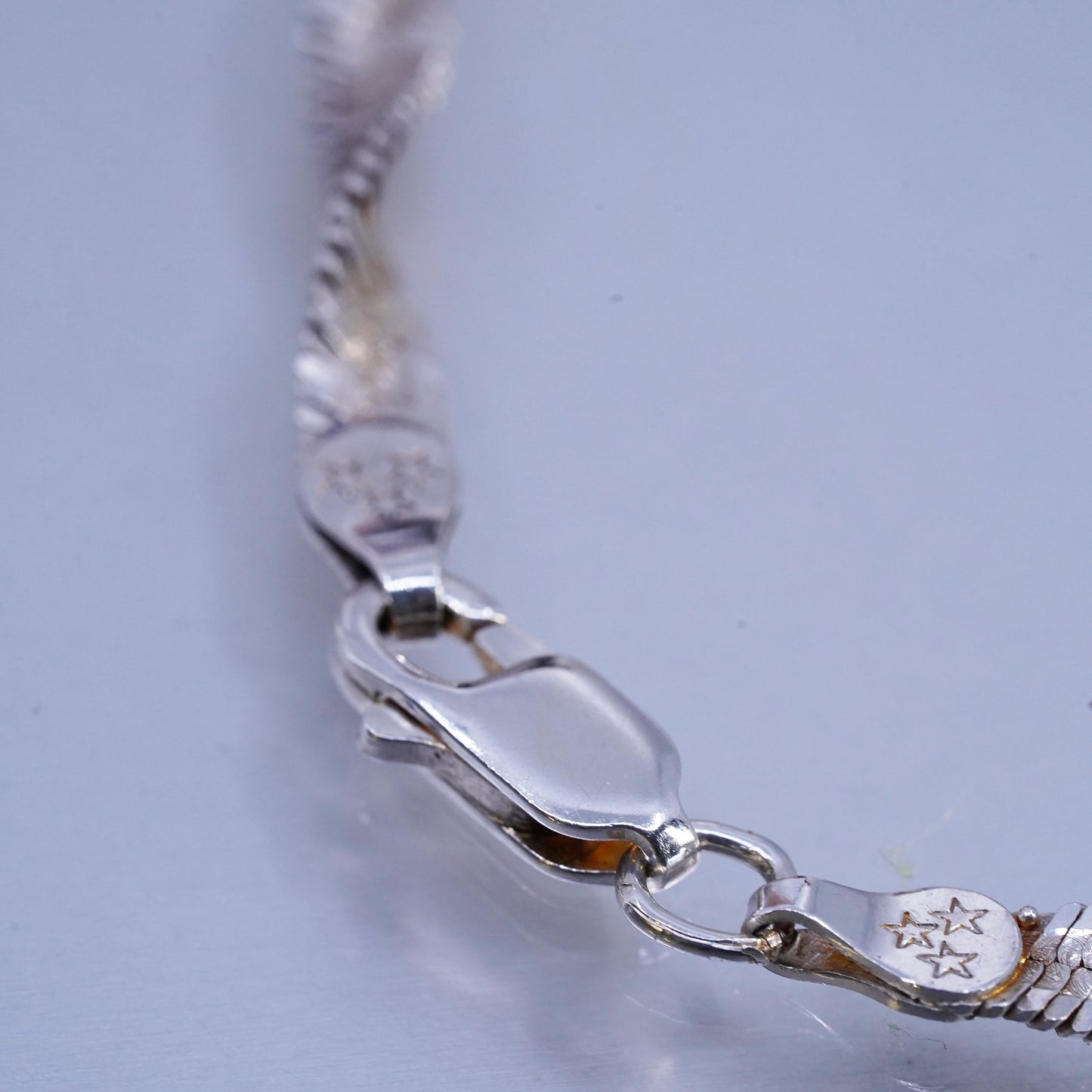 6.75", Italian gold Sterling 925 silver bracelet, twisted herringbone chain