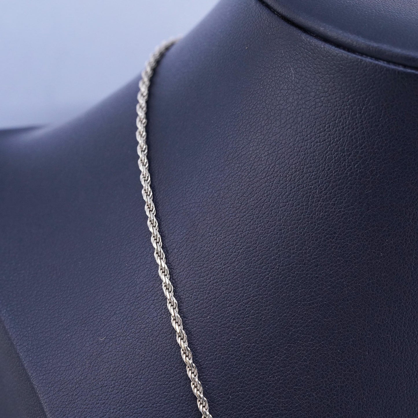 18” 2mm, vintage Italian vermeil gold over Sterling 925 silver rope chain necklace