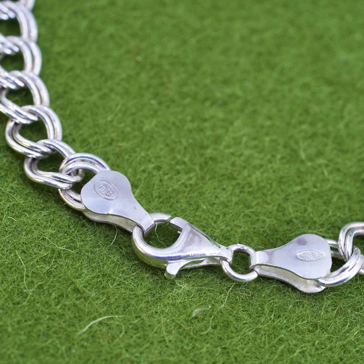 7.25", 7mm, Vintage sterling silver bracelet, 925 double curb chain