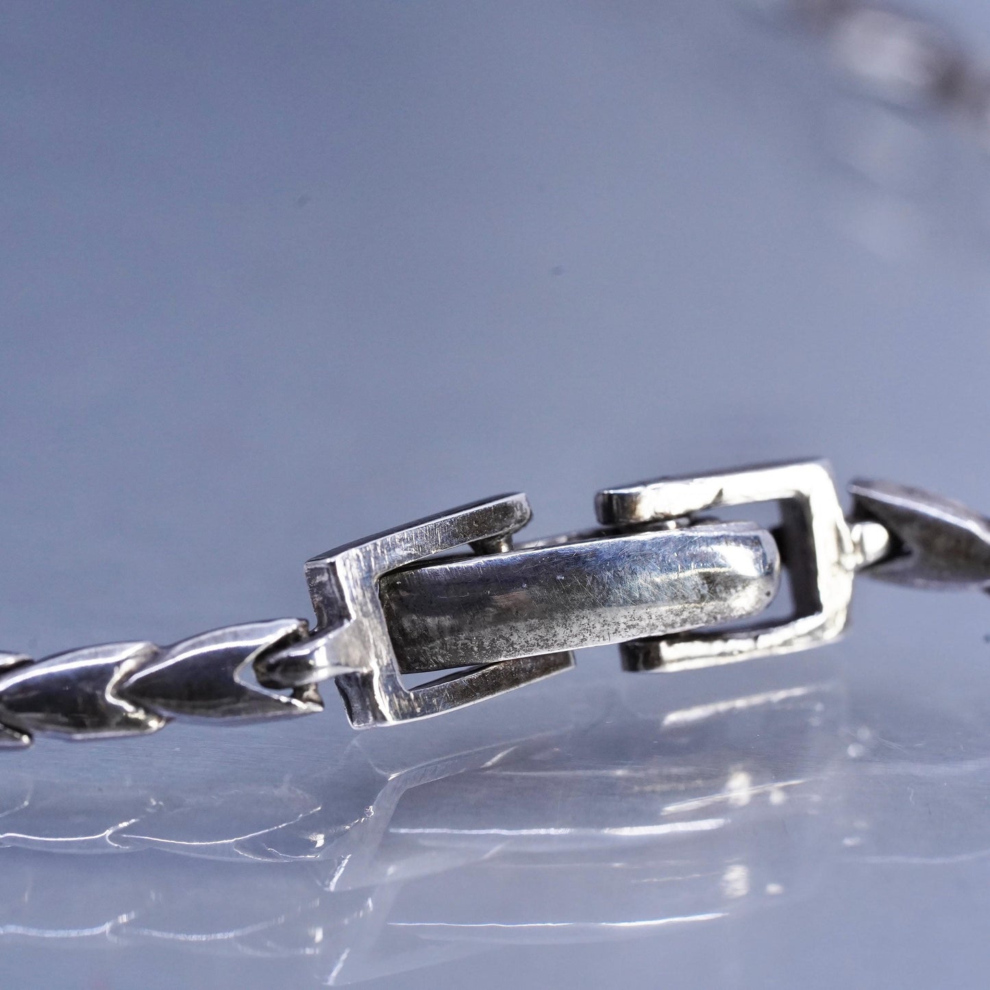 16" 3mm, vintage southwestern Sterling silver 925 tennis necklace with blue onyx