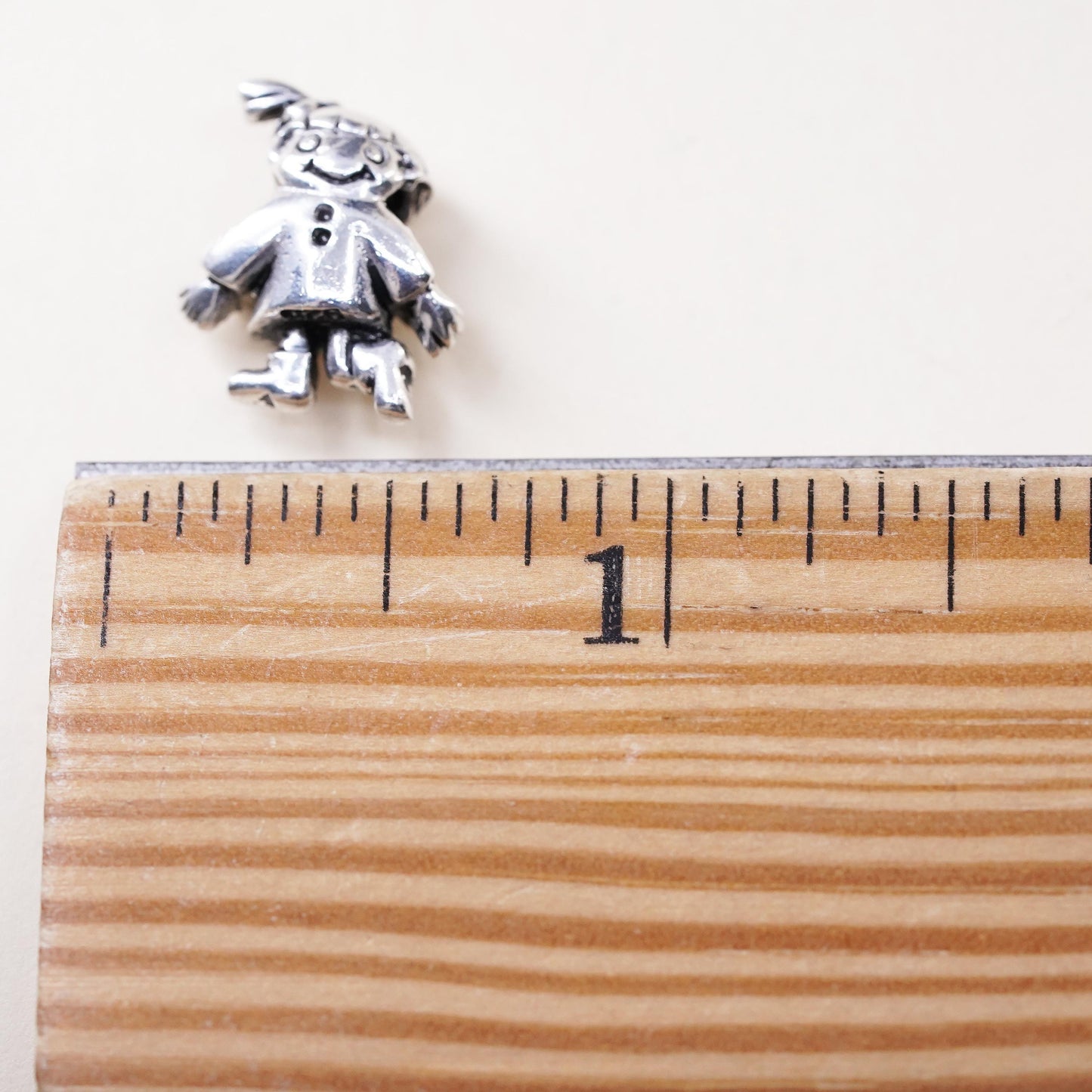 Vintage sterling silver handmade pendant, 925 girl figure bead charm