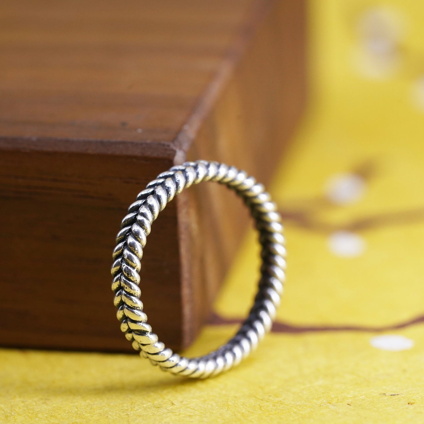 Size 6, vintage Sterling silver handmade ring, Mexican 925 cable band