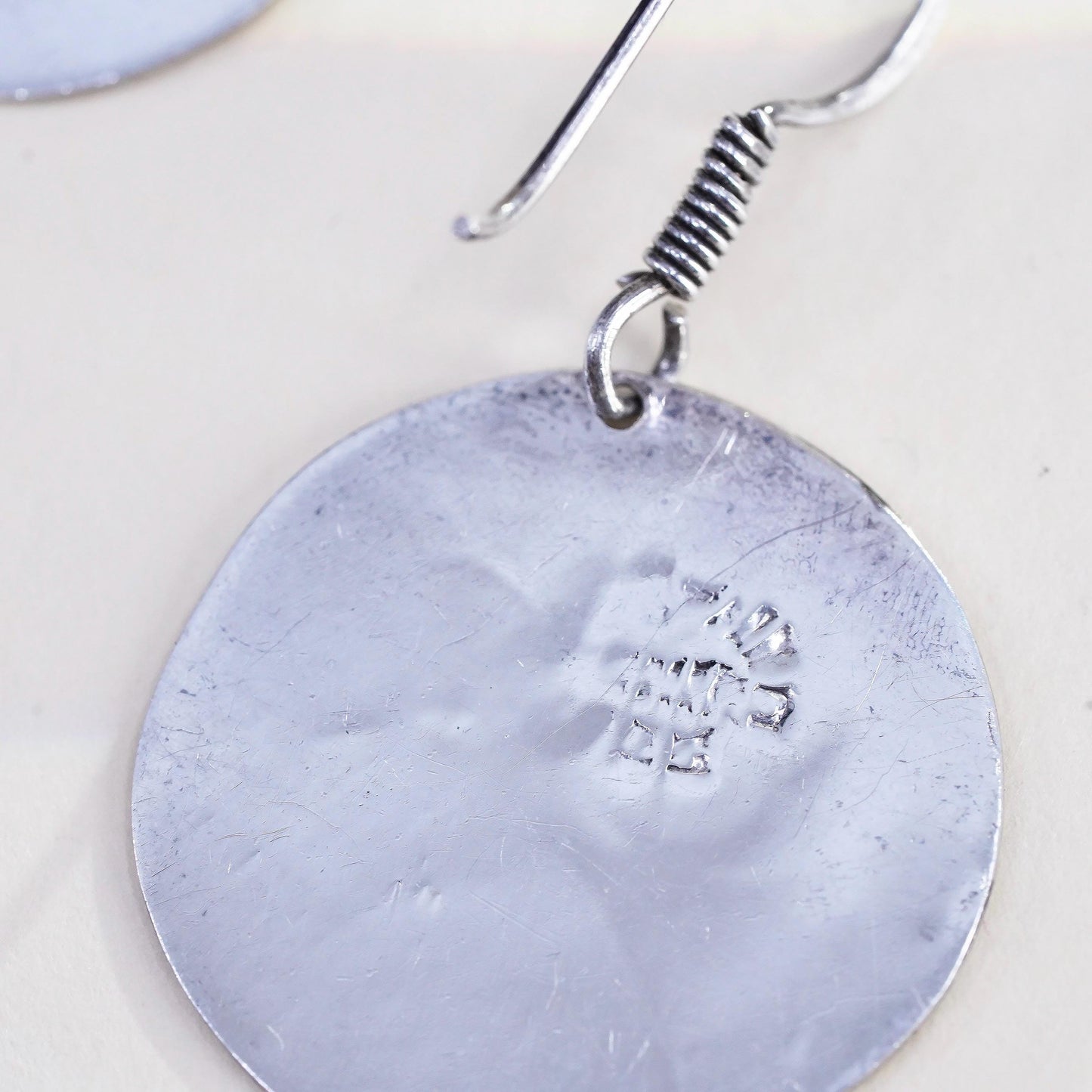 VTG Mexican sterling silver handmade earrings, love friendship 925 tag dangles