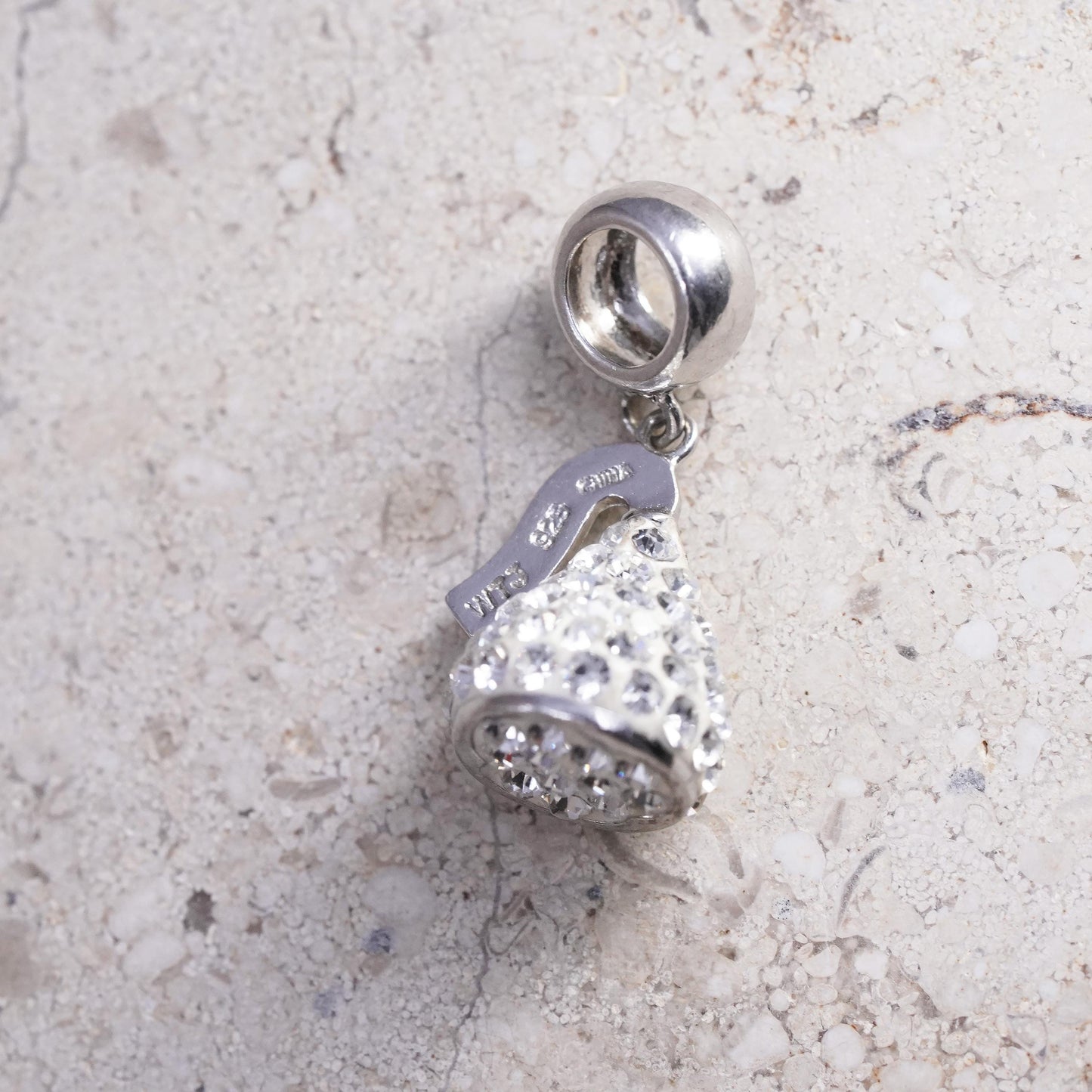 vintage Sterling silver handmade pendant, 925 kisses chocolate charm cluster cz