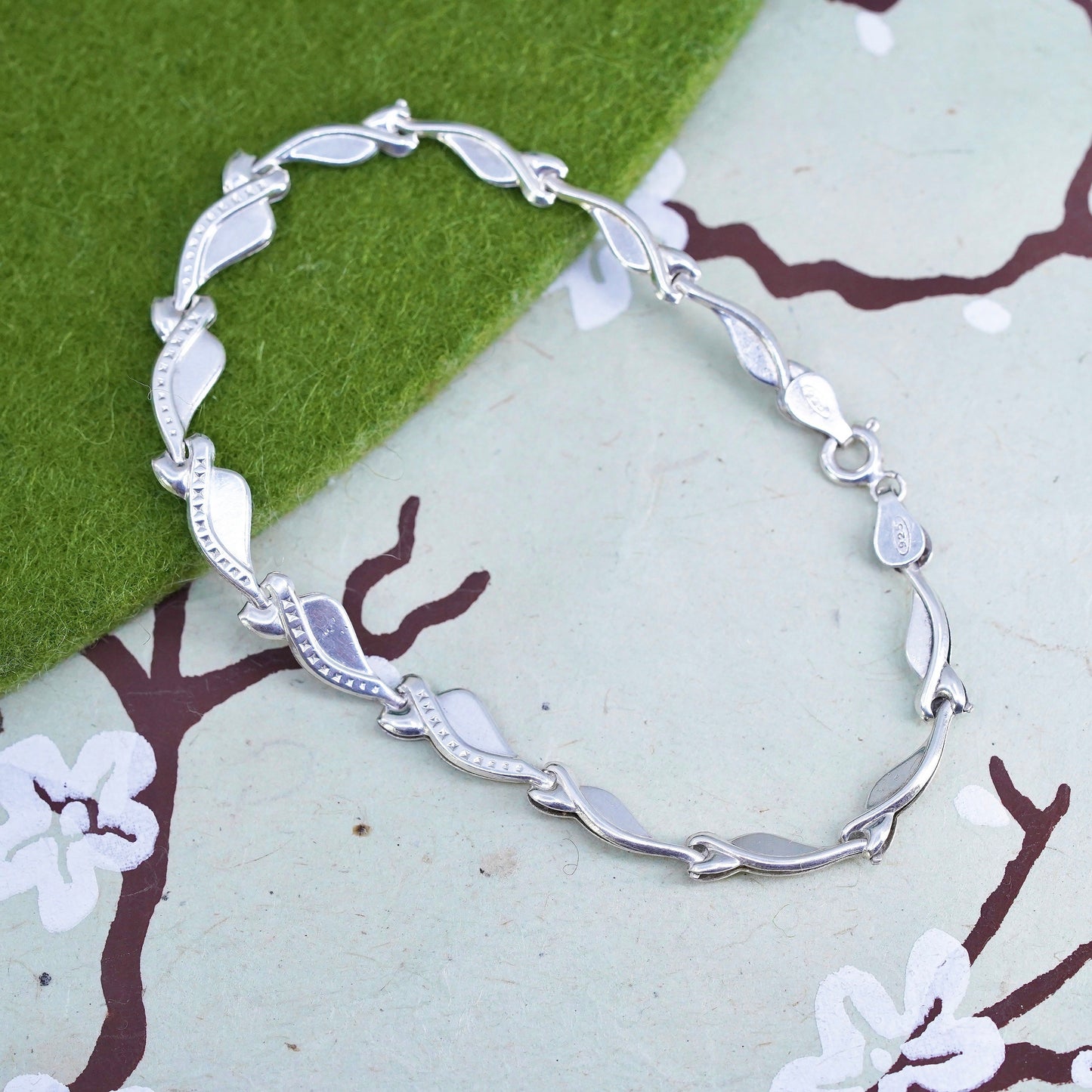 7.5", vintage Italy Sterling silver chain, 925 tennis bracelet