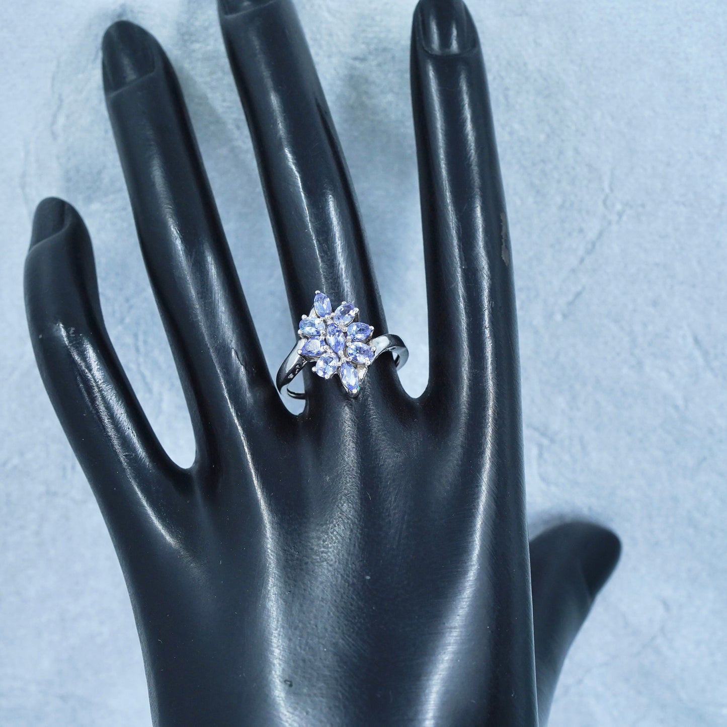 Size 6.75, vintage Sterling 925 silver handmade band ring with amethyst