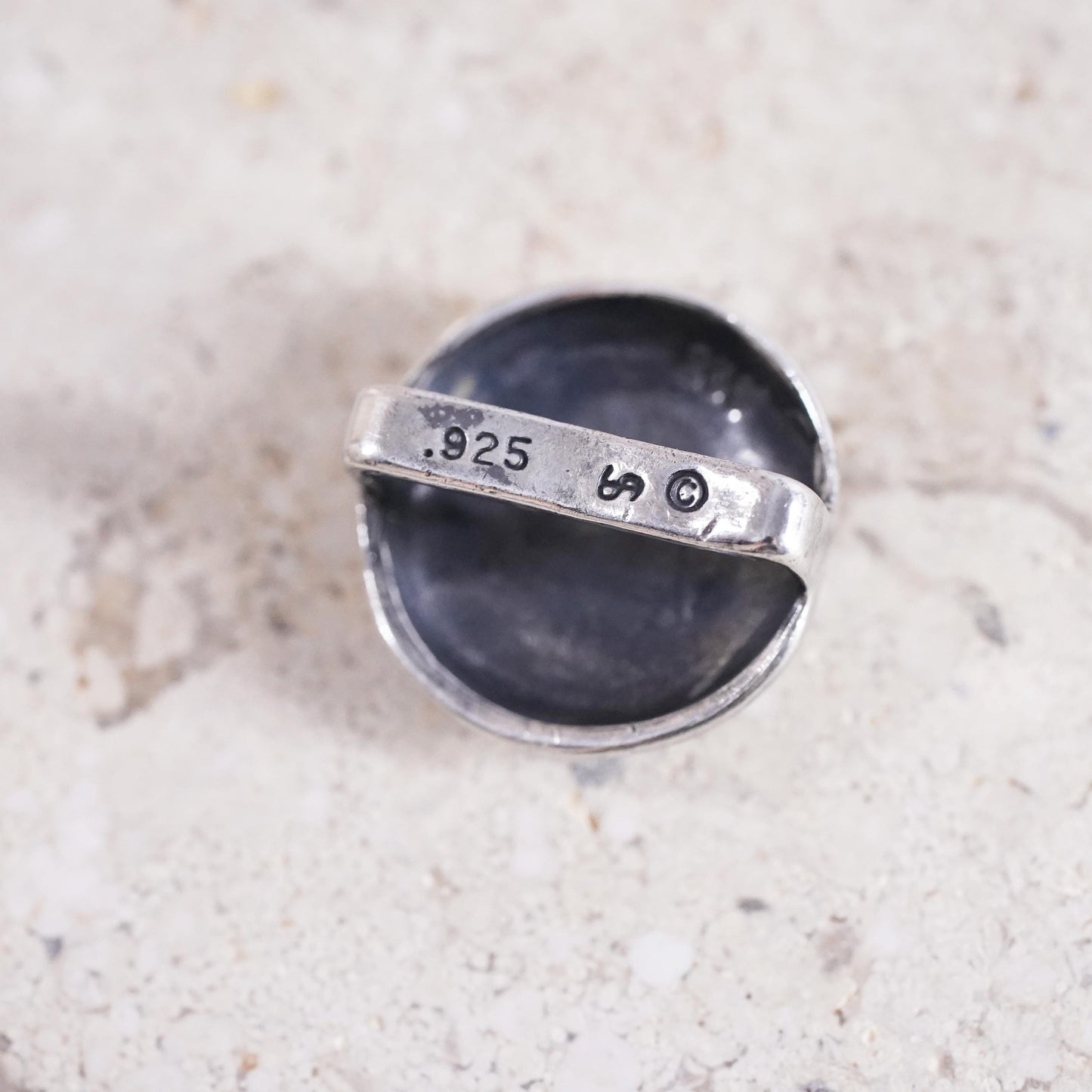 Vintage sterling silver handmade pendant, 925 textured circle charm