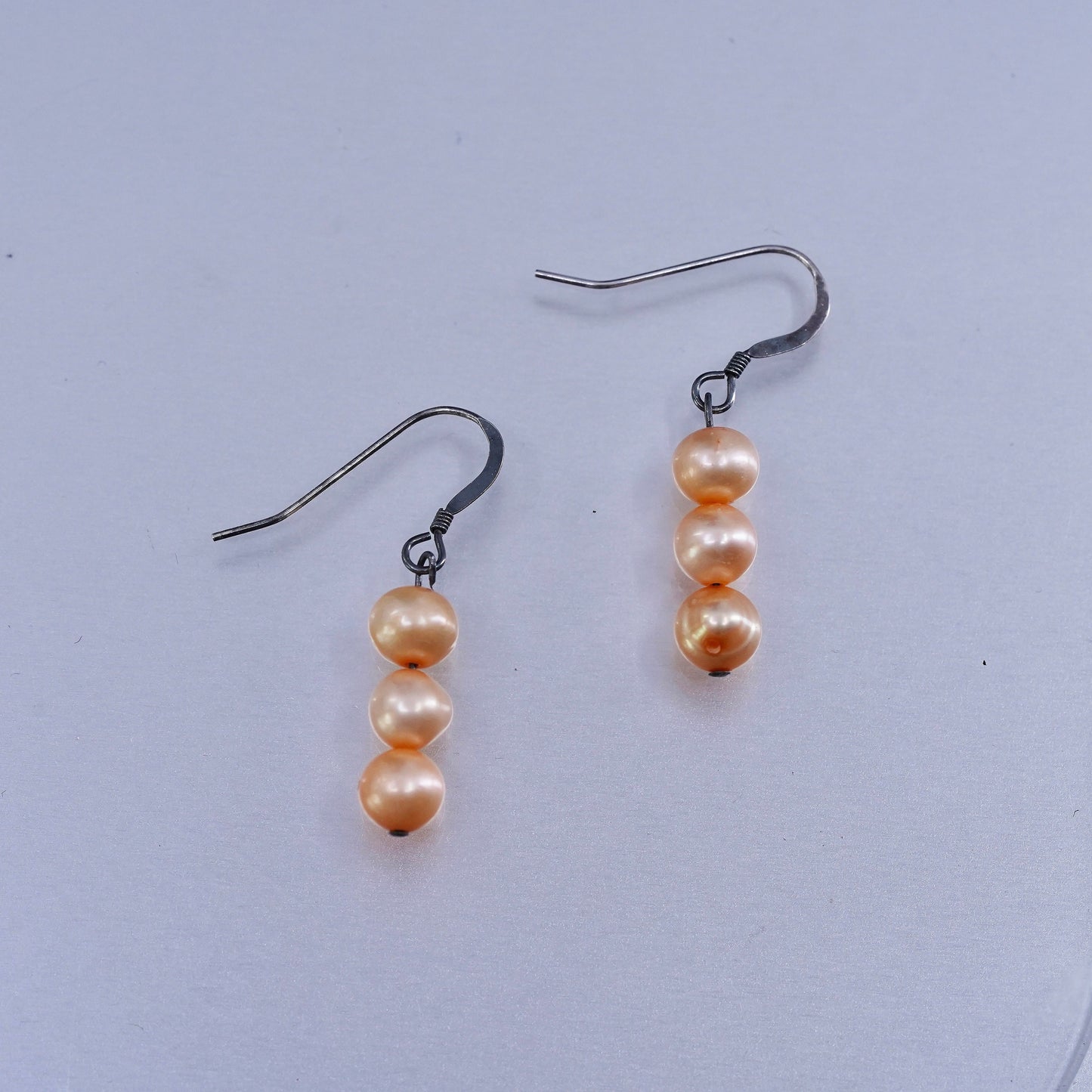 Vintage Sterling 925 silver handmade earrings with coin pearl