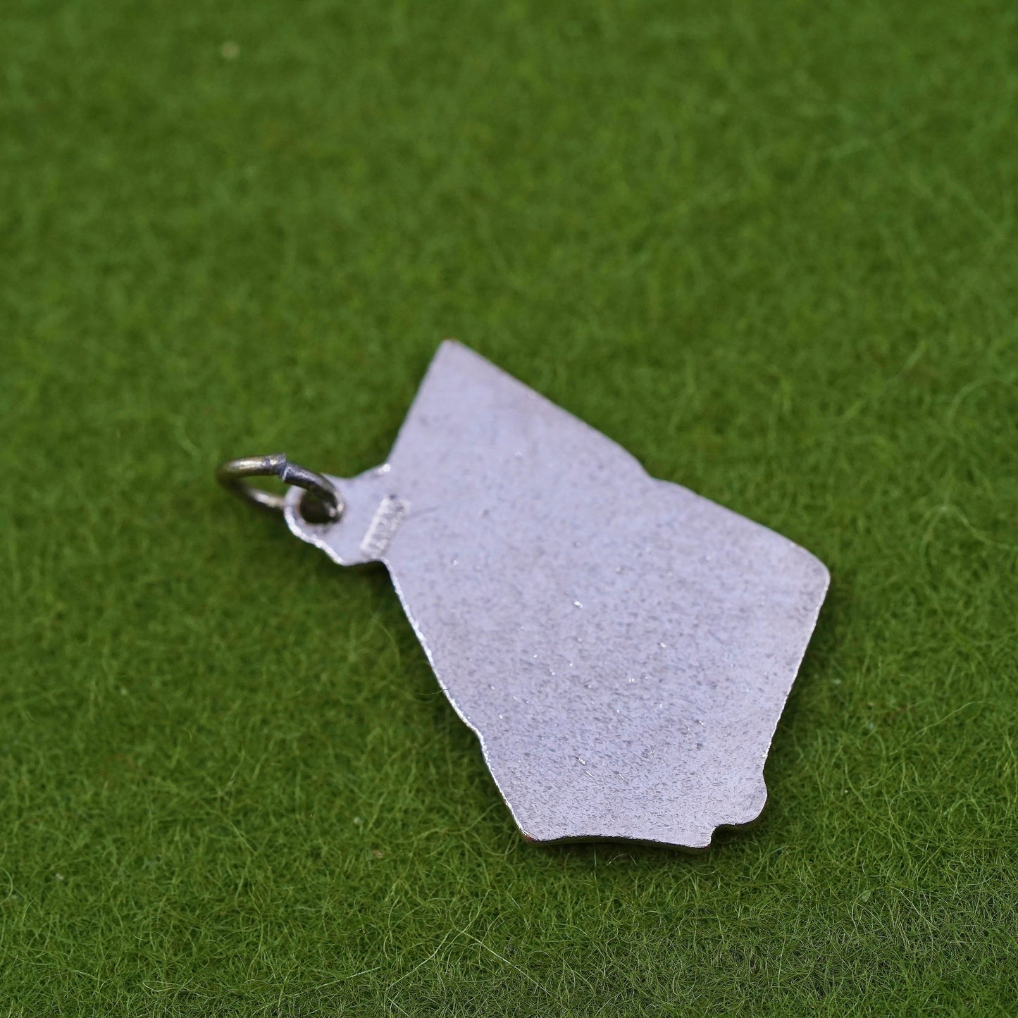Vintage sterling handmade traveler pendant, 925 enamel Georgia state tag