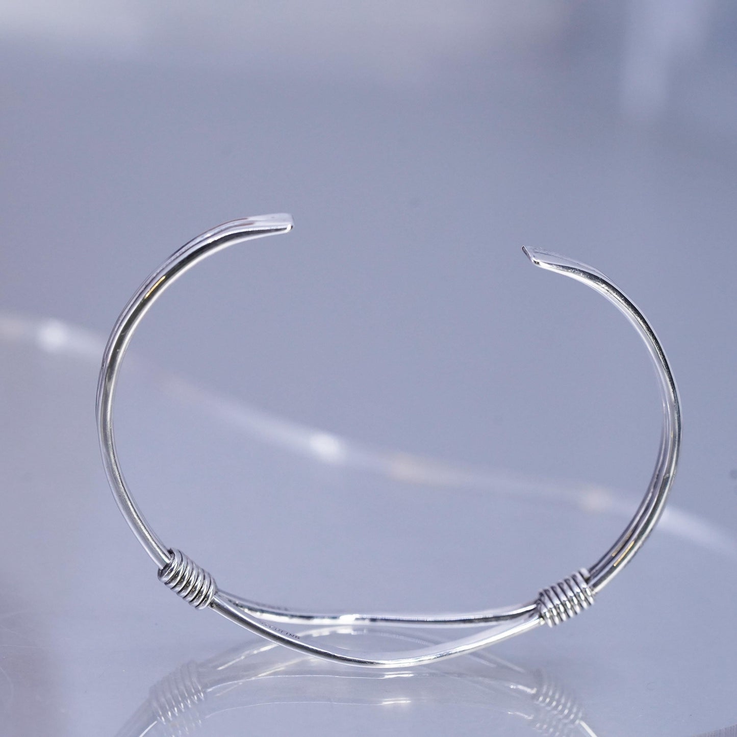 6.25", Native American Vintage T.Shea Sterling Silver cuff Bracelet with wire