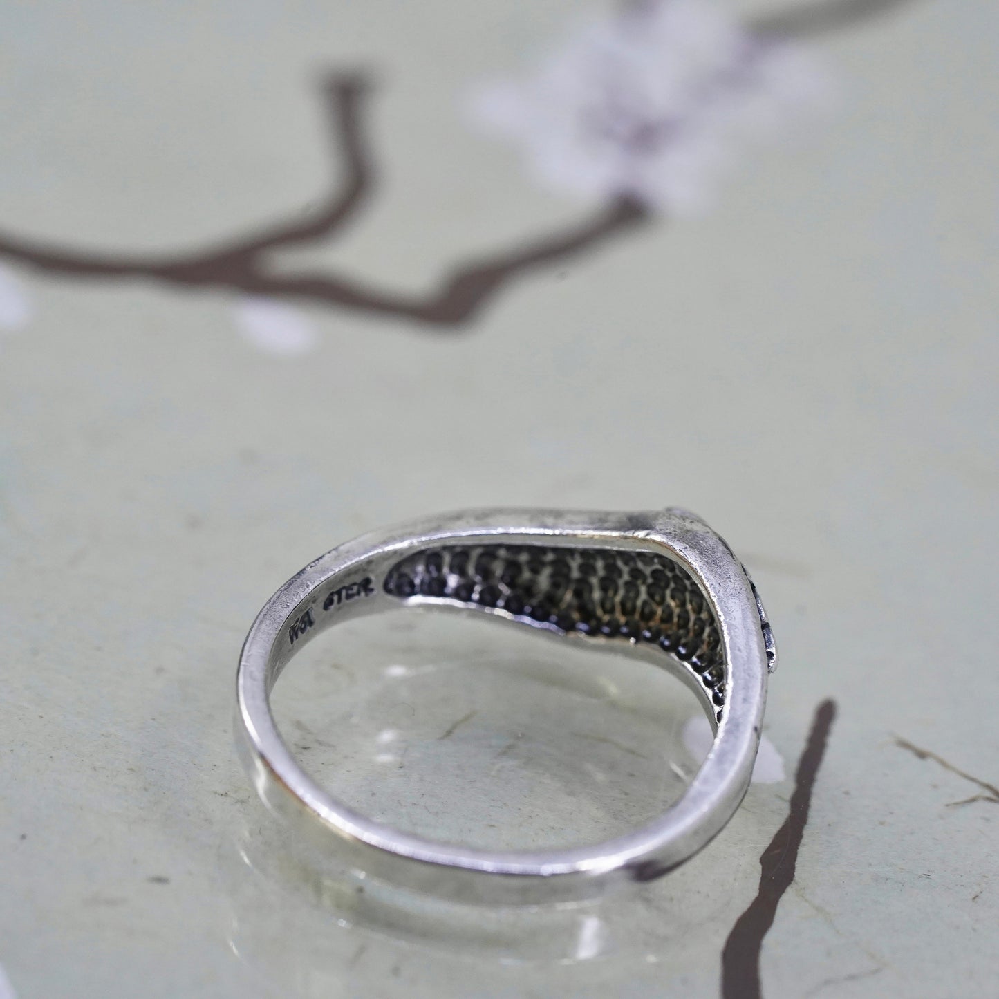 Size 7, Wheeler Co. Sterling silver handmade ring, 925 band with rose flower