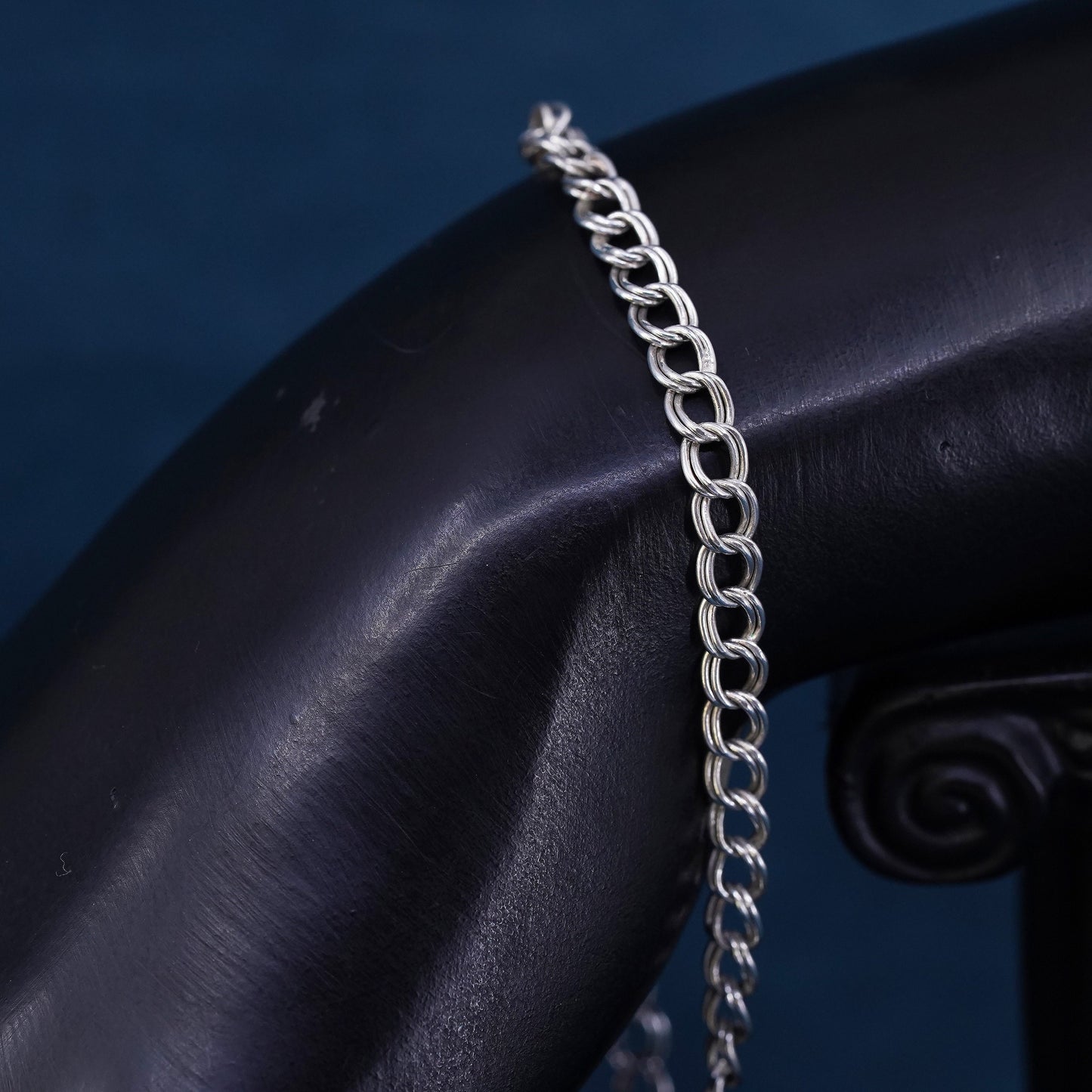 7.75", Sterling silver handmade charm bracelet, 925 double curb link chain